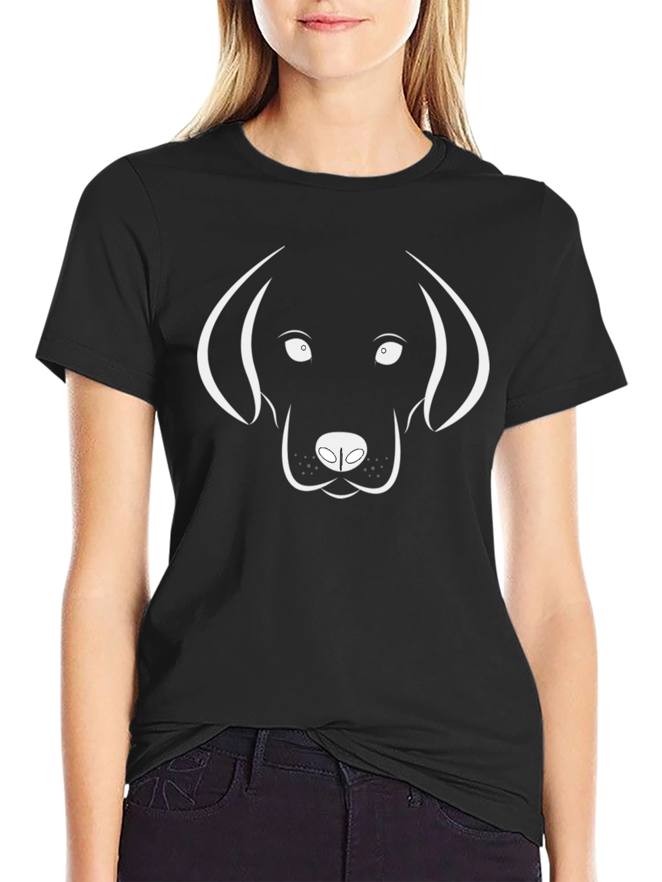 Dog Outline T-Shirt - Black - Casual Wear