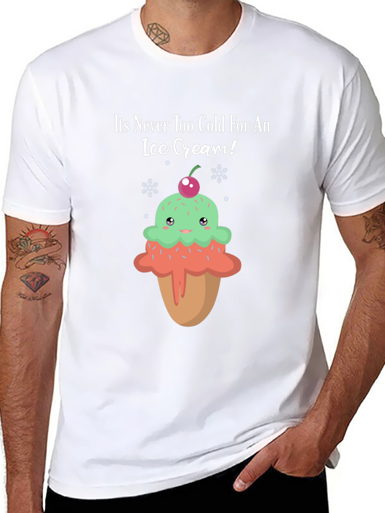 Funny Ice Cream T-Shirt - Never Too Cold!