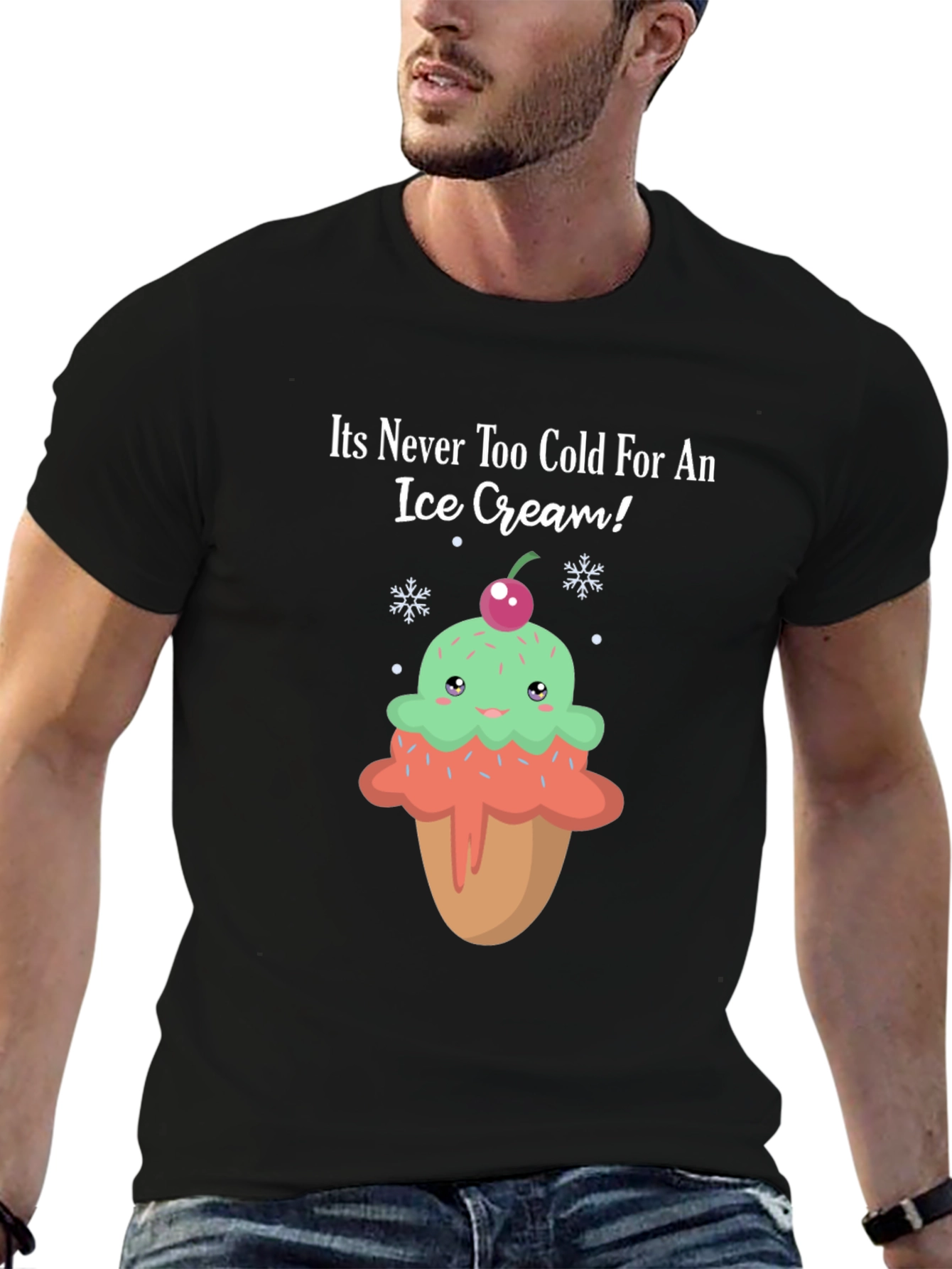Funny Ice Cream T-Shirt - Never Too Cold!