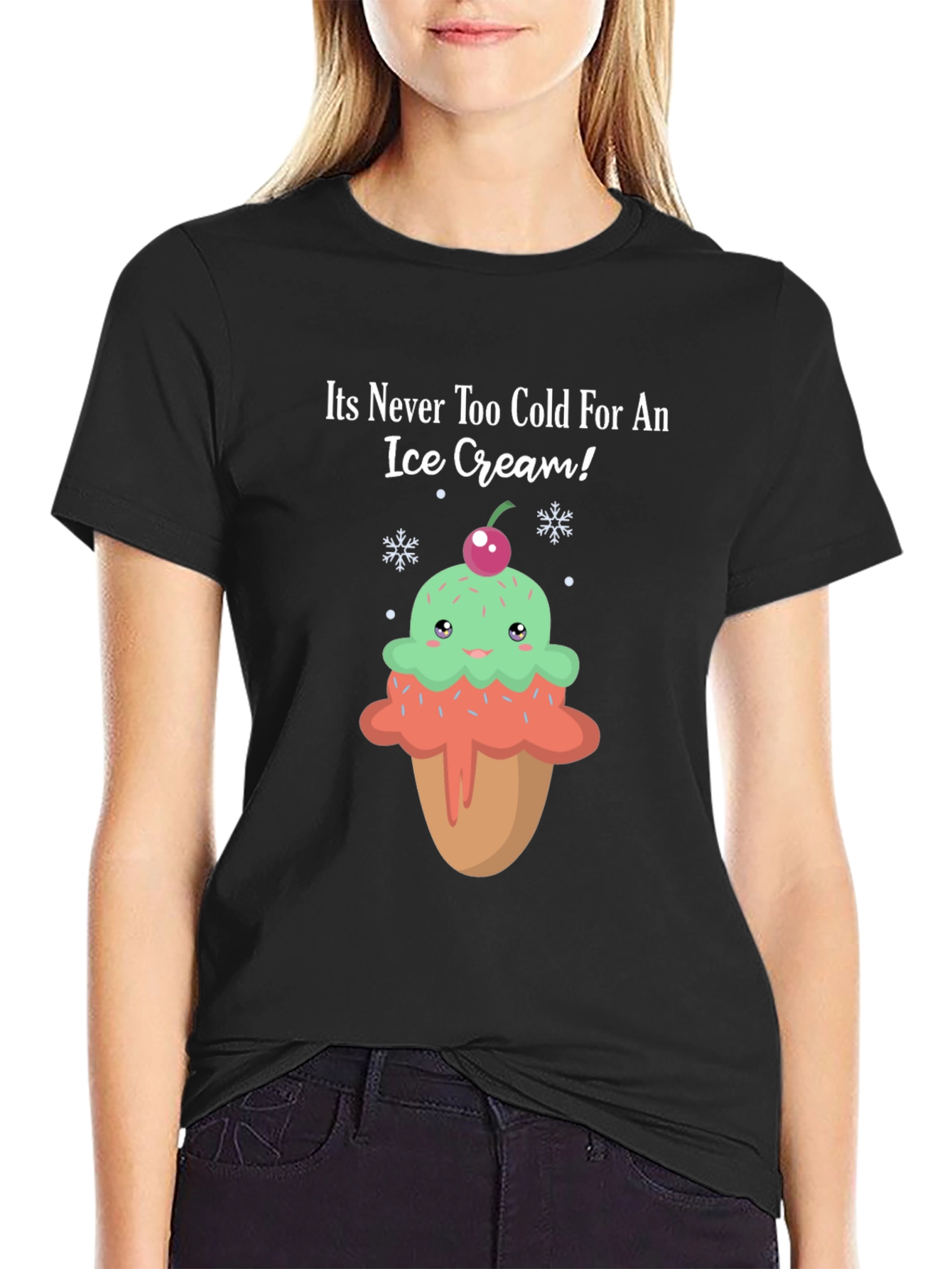Funny Ice Cream T-Shirt - Never Too Cold!