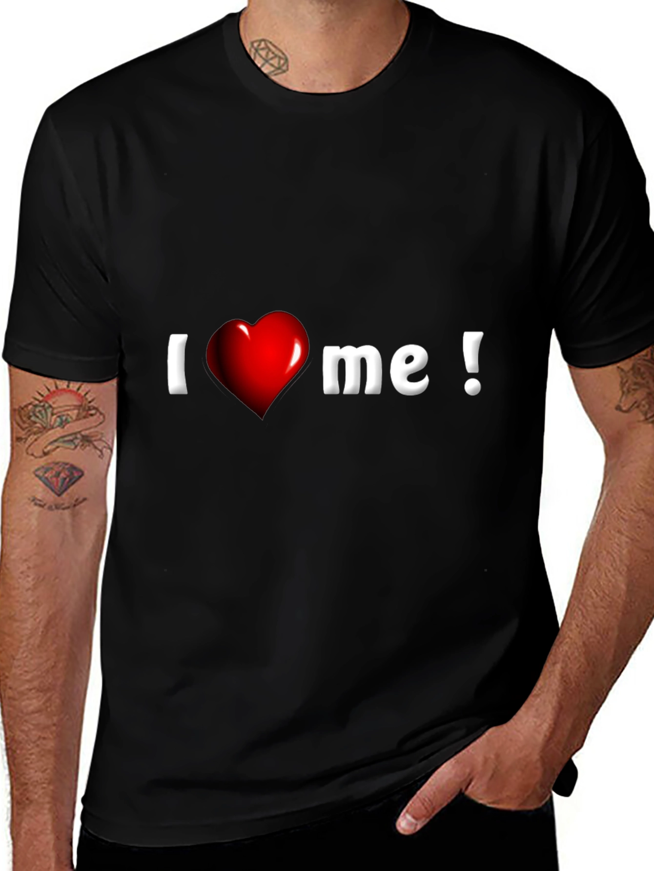 I Heart Me Graphic Tee - Black Cotton Blend