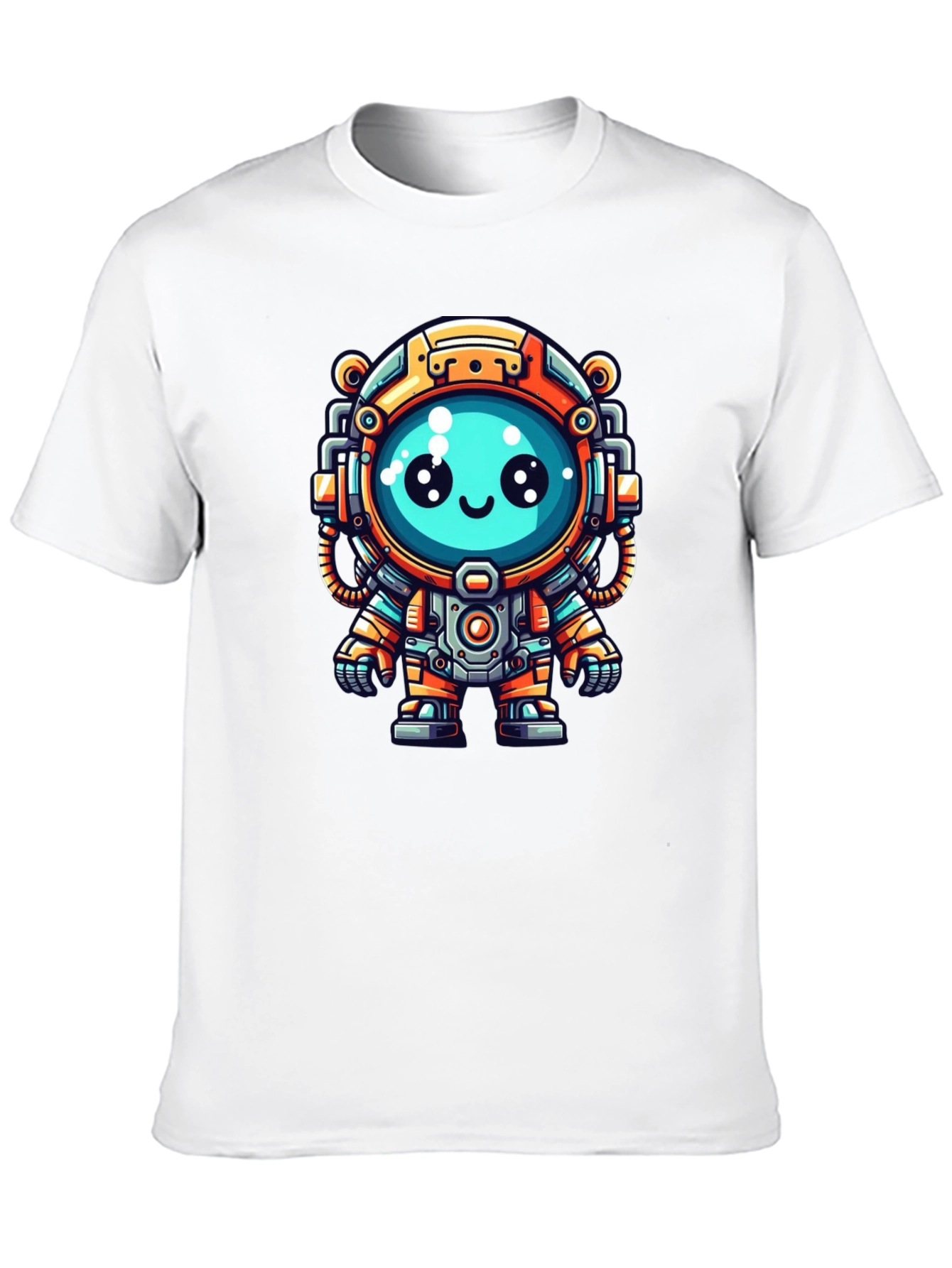 Cute Cartoon Astronaut Black T-Shirt