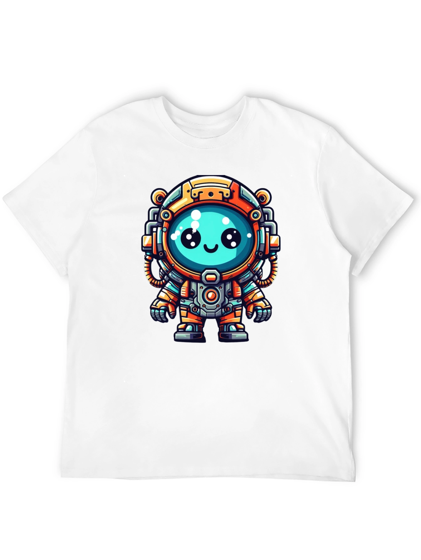 Cute Cartoon Astronaut Black T-Shirt