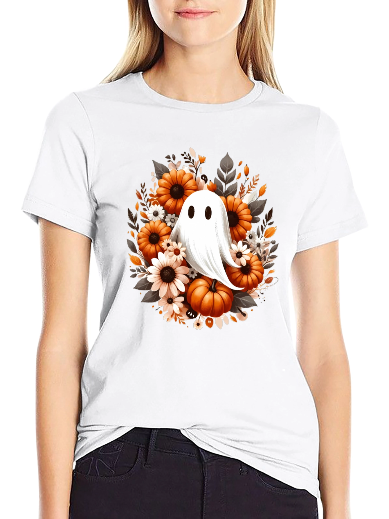 Halloween Ghost & Pumpkin Graphic Tee