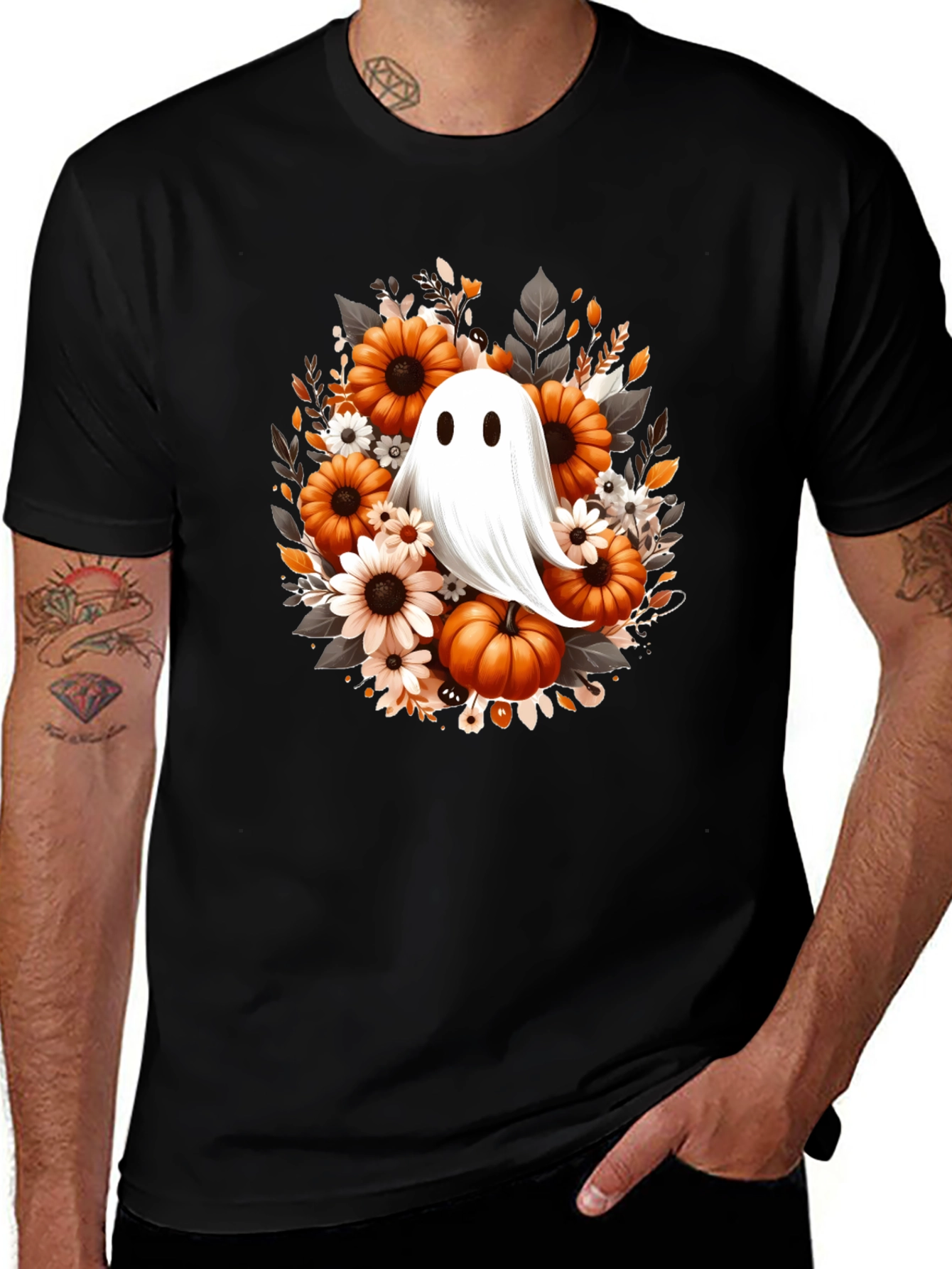 Halloween Ghost & Pumpkin Graphic Tee