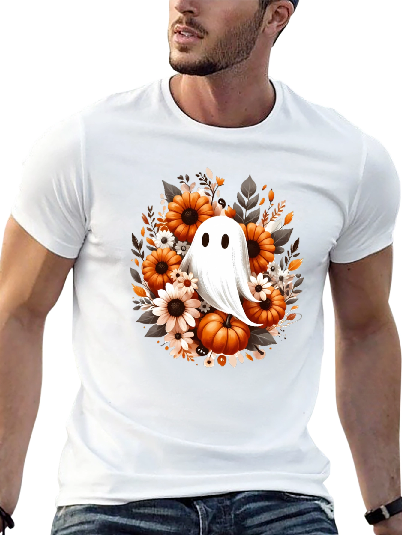 Halloween Ghost & Pumpkin Graphic Tee