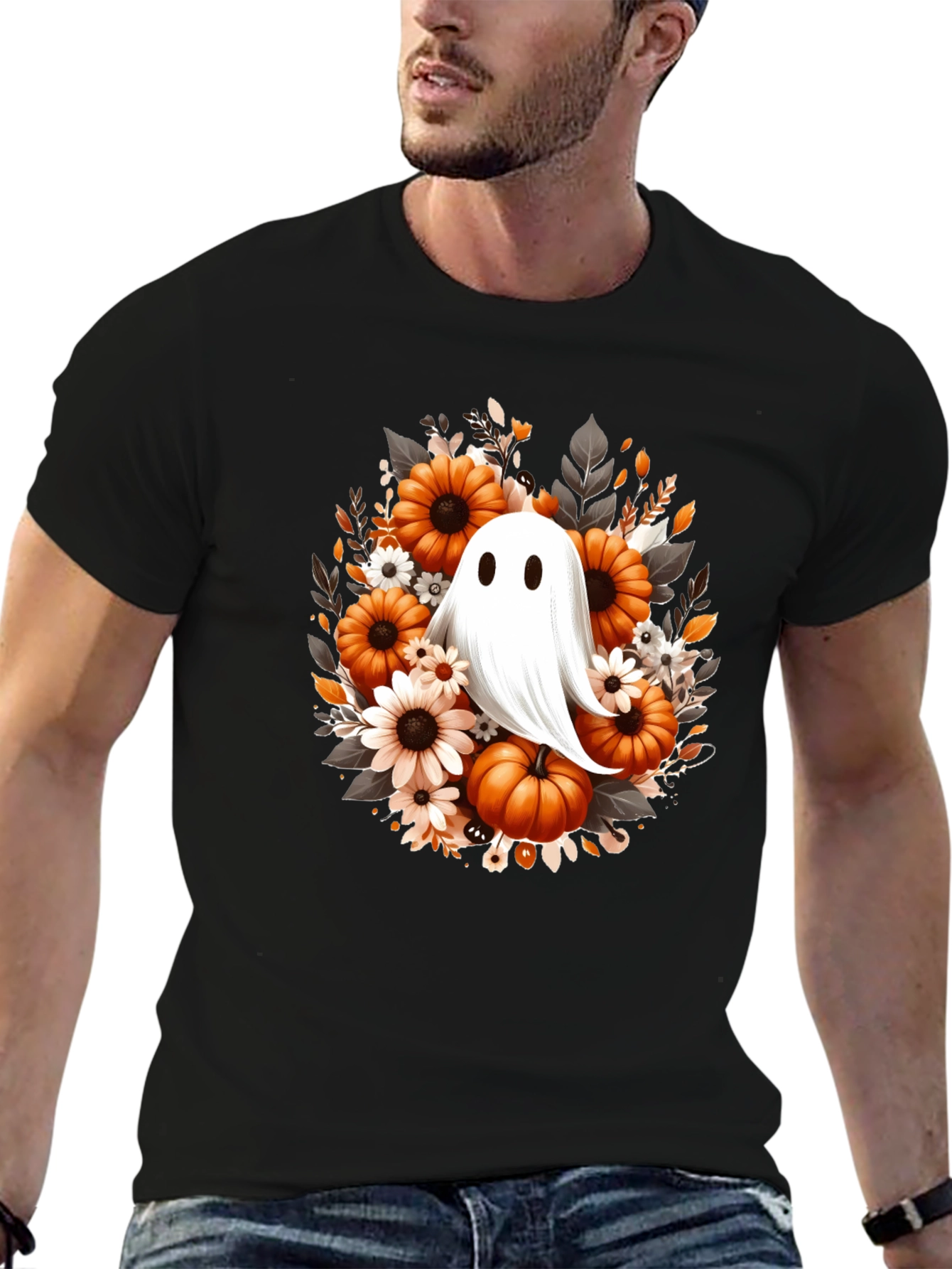 Halloween Ghost & Pumpkin Graphic Tee