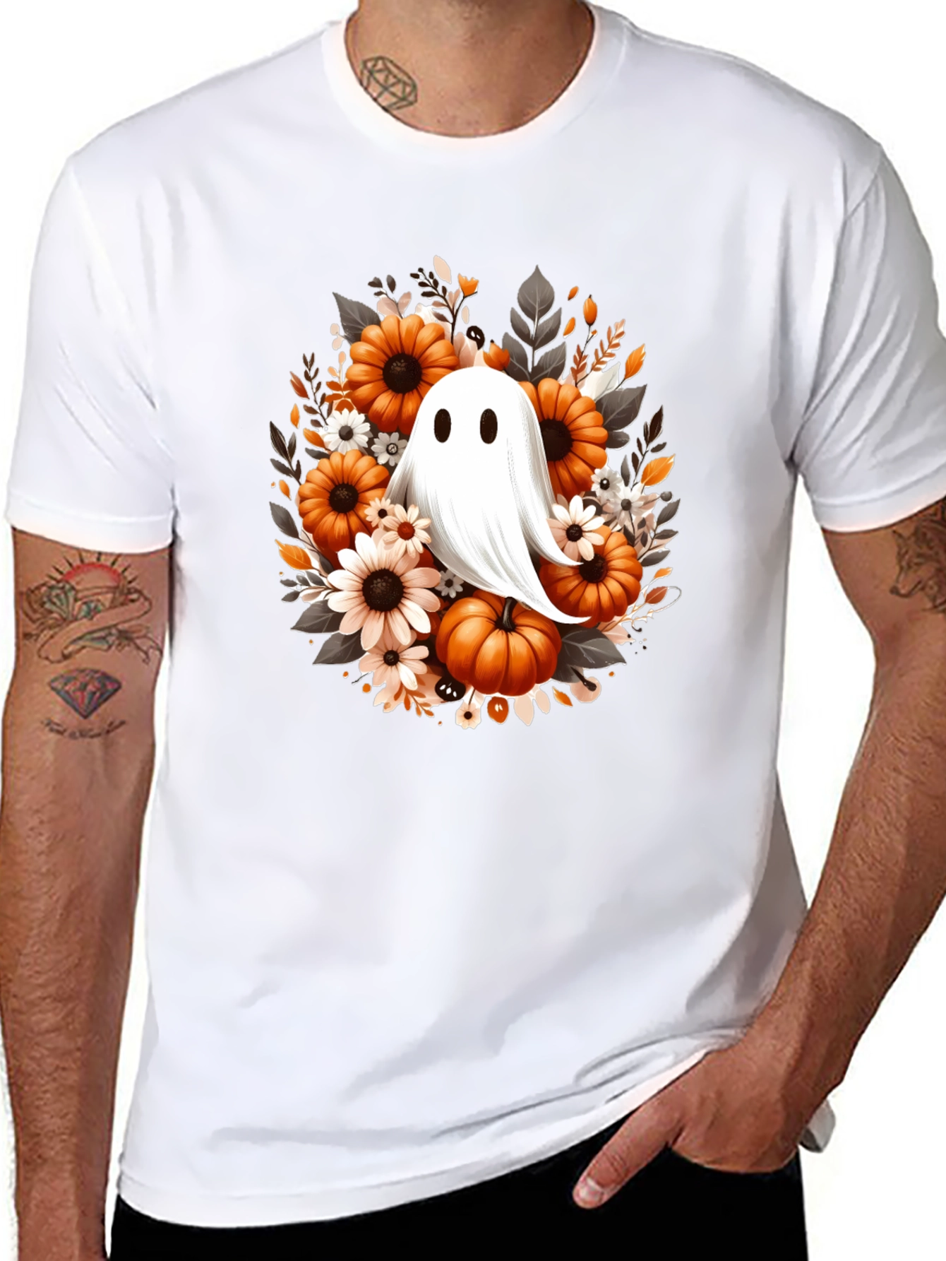 Halloween Ghost & Pumpkin Graphic Tee