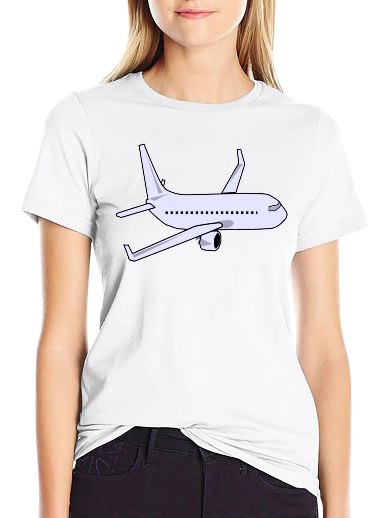 Airplane Graphic Tee - Black Cotton Shirt