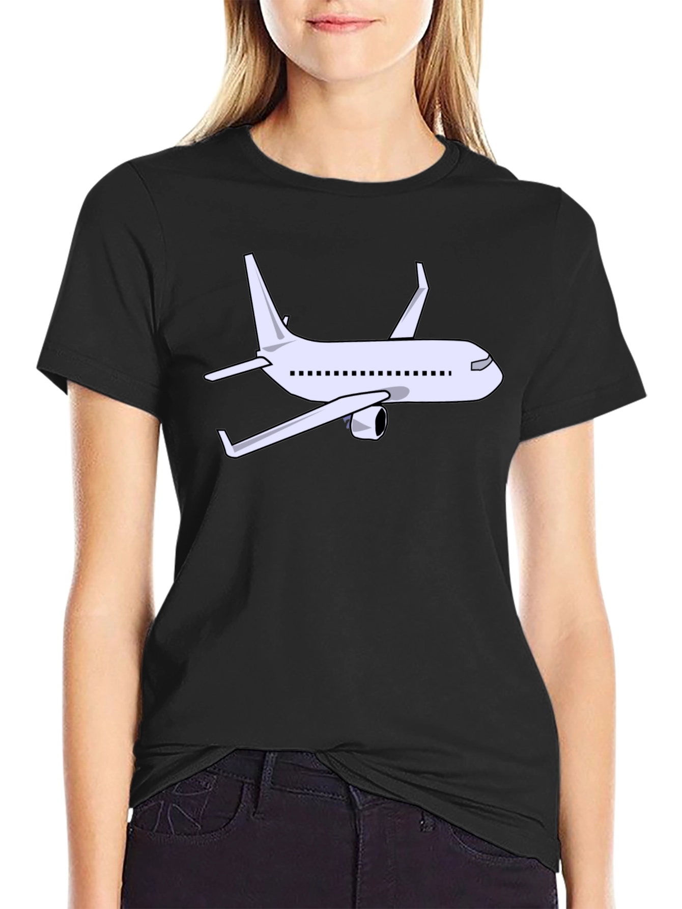 Airplane Graphic Tee - Black Cotton Shirt