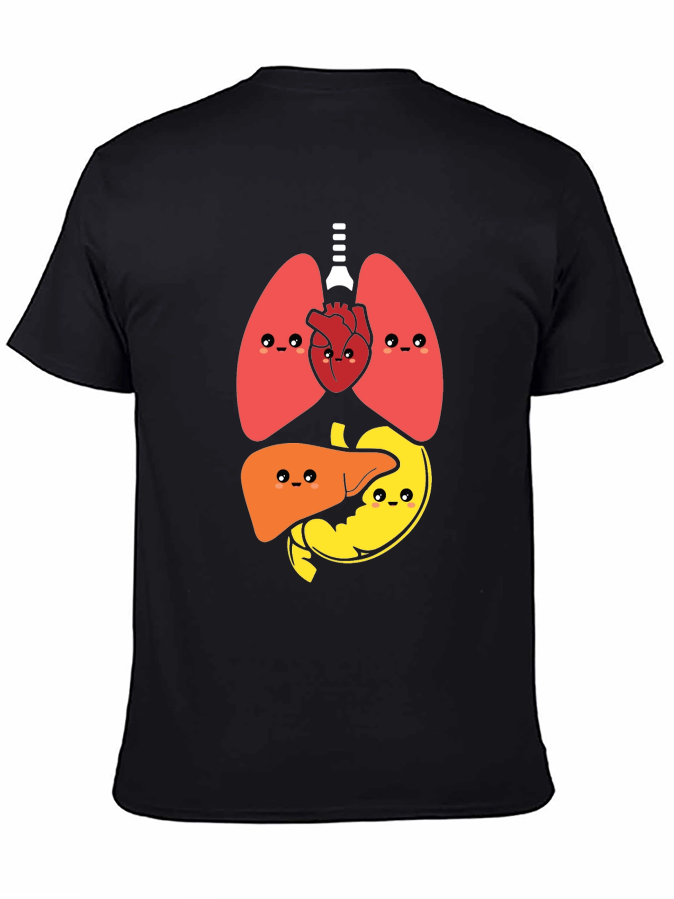 Funny Anatomy Organs Graphic Print Black T-Shirt