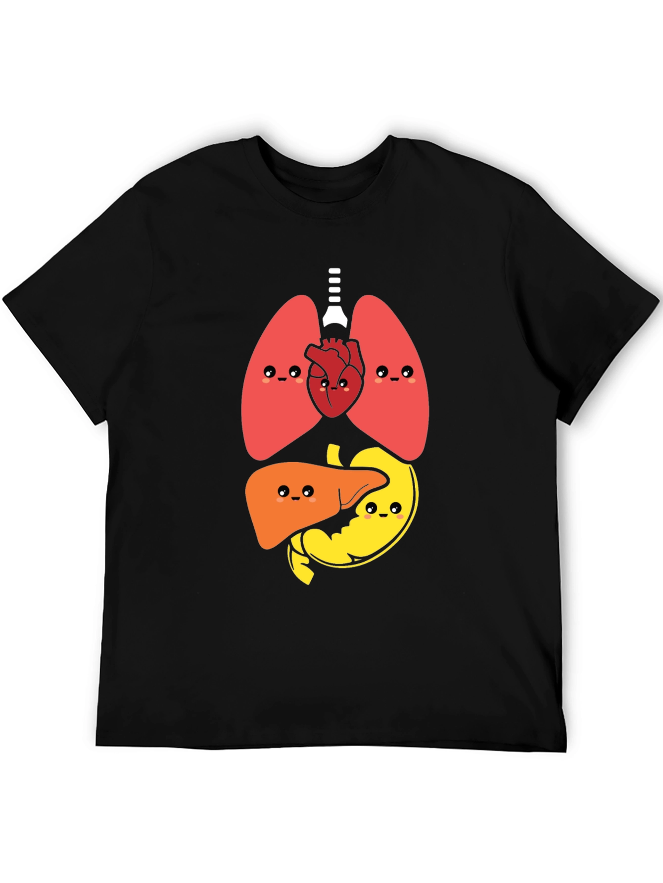 Funny Anatomy Organs Graphic Print Black T-Shirt