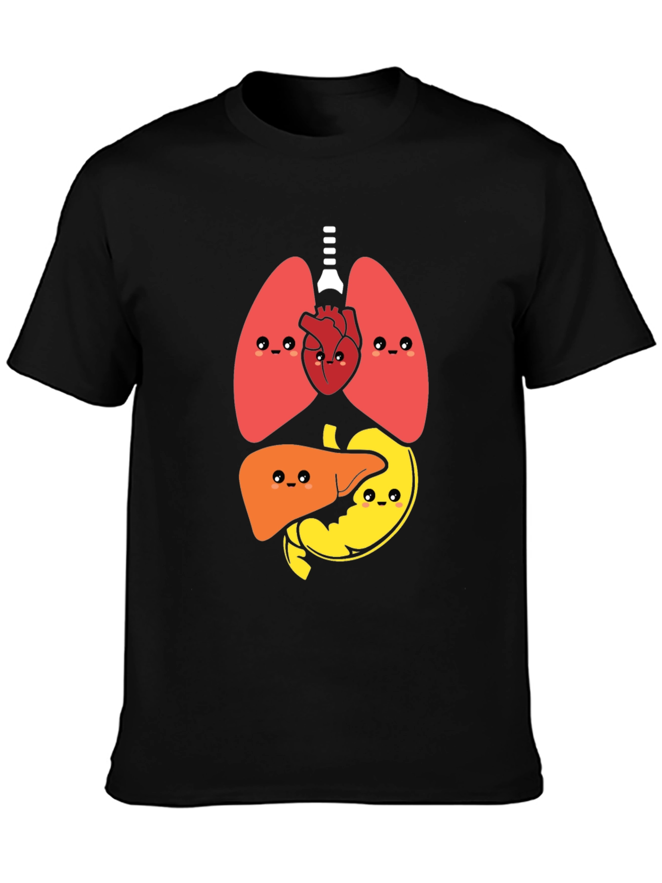 Funny Anatomy Organs Graphic Print Black T-Shirt