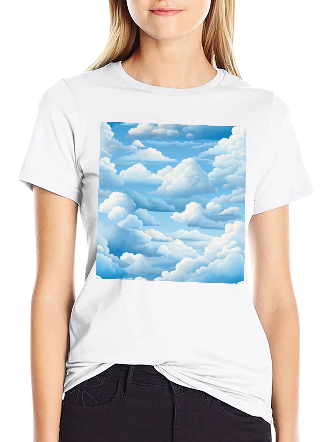 Sky Dream Black Tee - Cloudscape Graphic