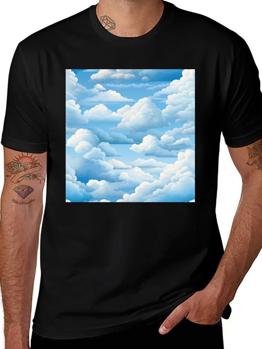 Sky Dream Black Tee - Cloudscape Graphic