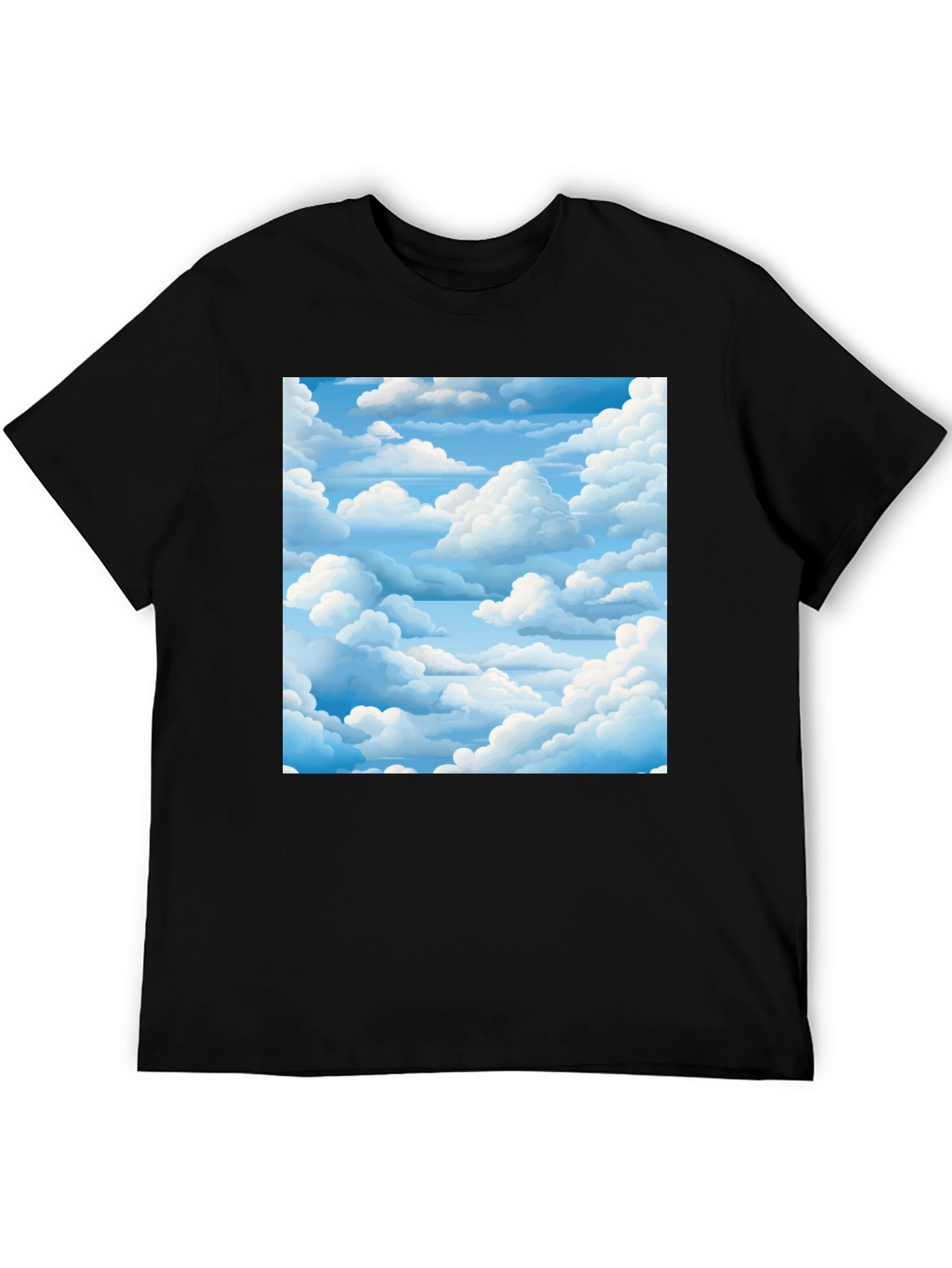 Sky Dream Black Tee - Cloudscape Graphic