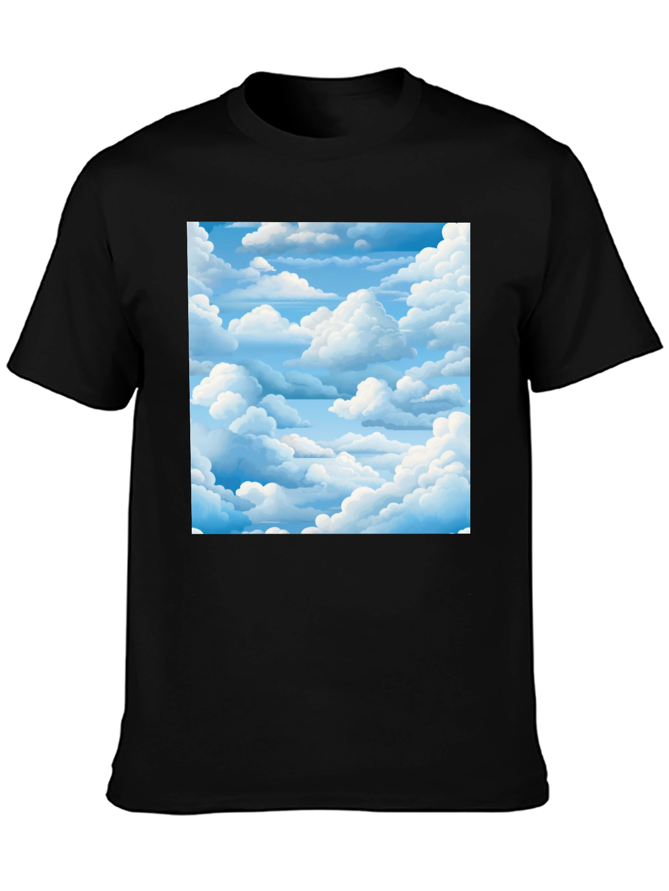 Sky Dream Black Tee - Cloudscape Graphic