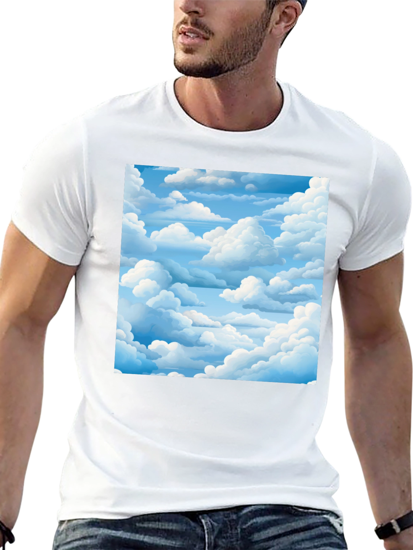 Sky Dream Black Tee - Cloudscape Graphic