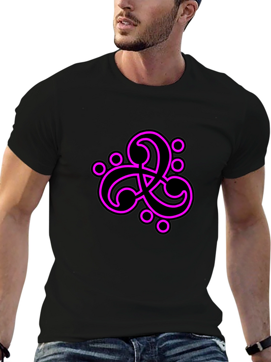 Modern Triskele Graphic Tee - Bold Pink Design on Black