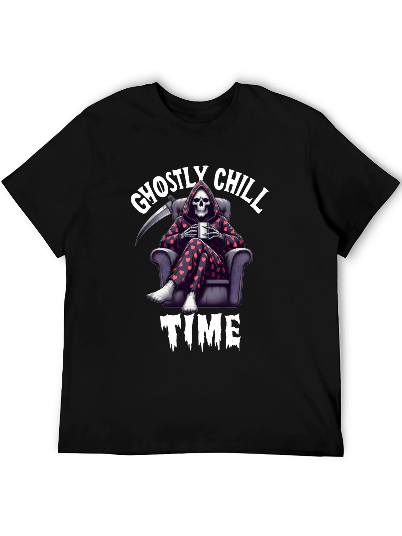 Ghostly Chill Time Black Graphic T-Shirt