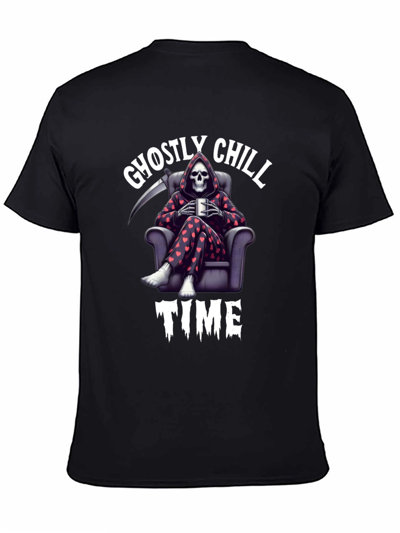 Ghostly Chill Time Black Graphic T-Shirt