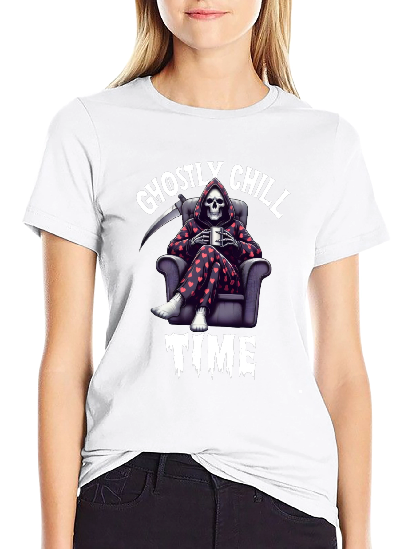 Ghostly Chill Time Black Graphic T-Shirt