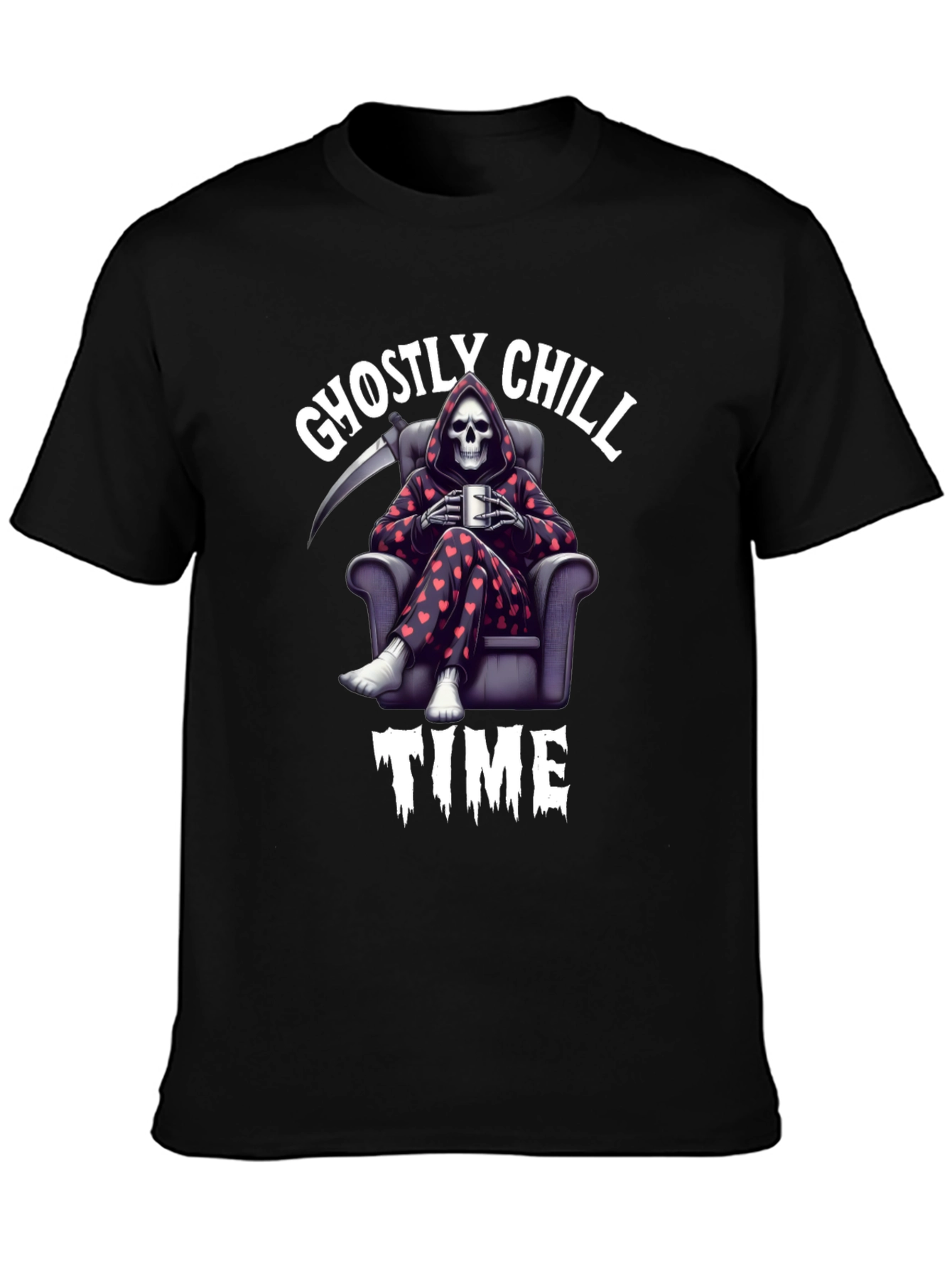 Ghostly Chill Time Black Graphic T-Shirt