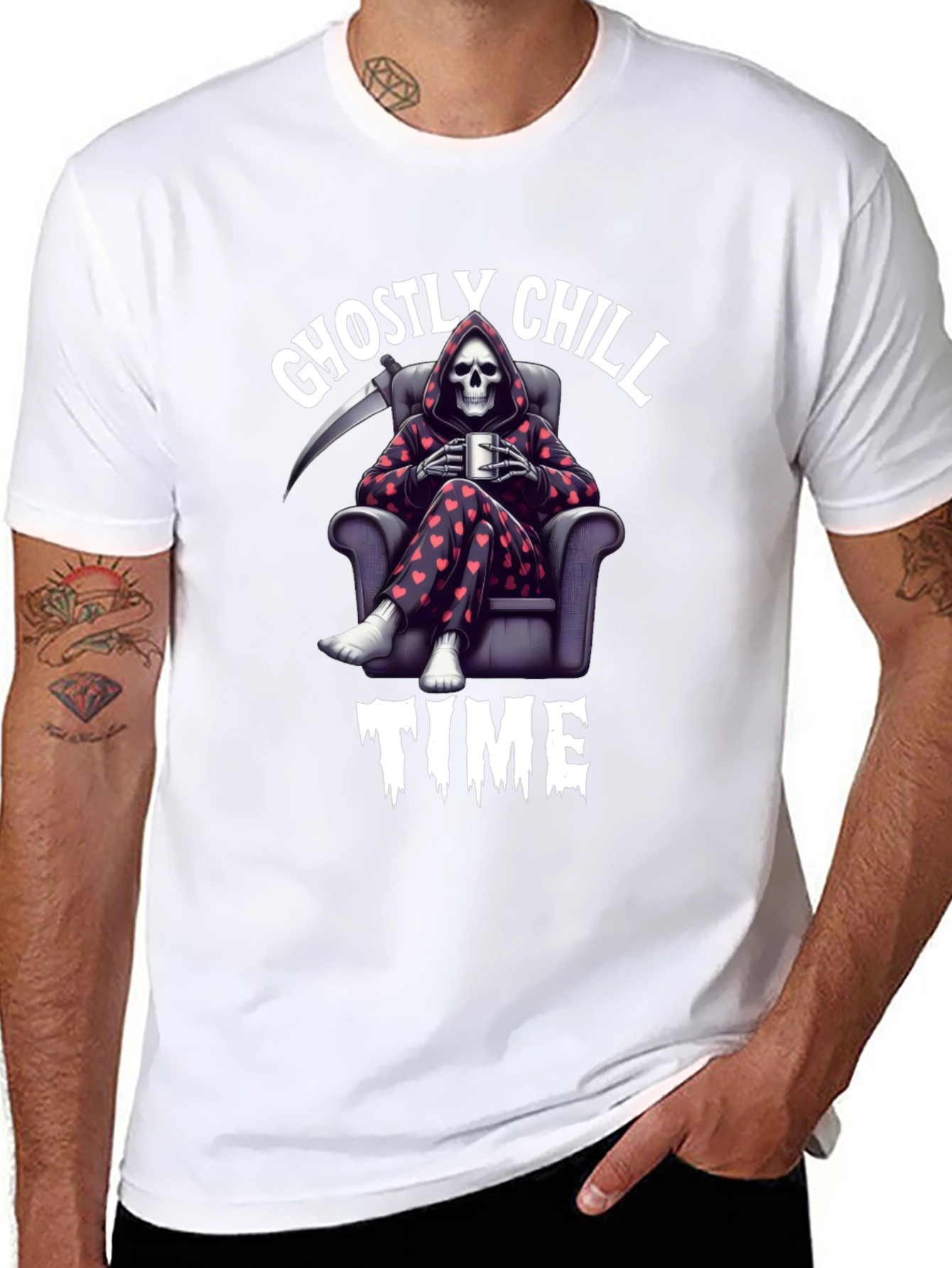 Ghostly Chill Time Black Graphic T-Shirt