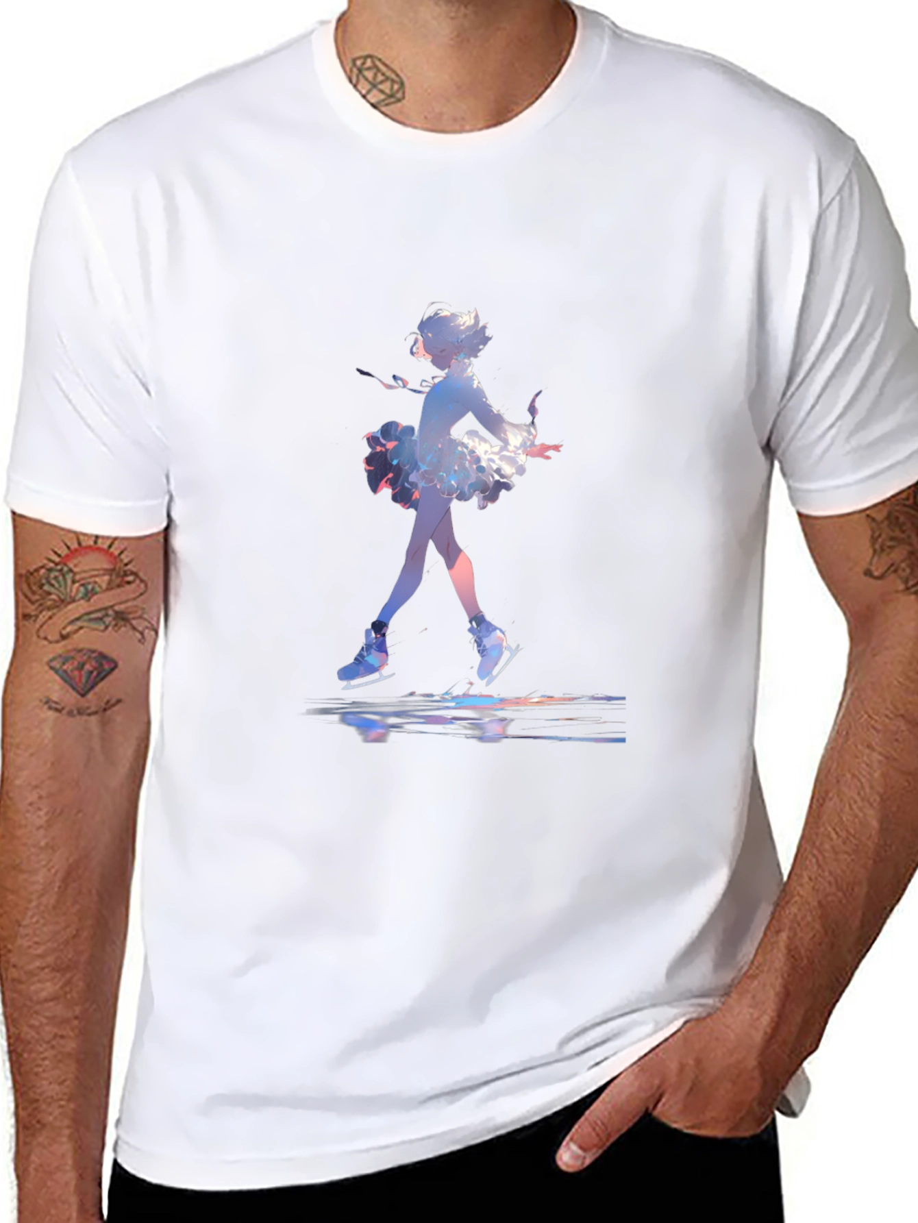Skating Anime Graphic Tee - Black