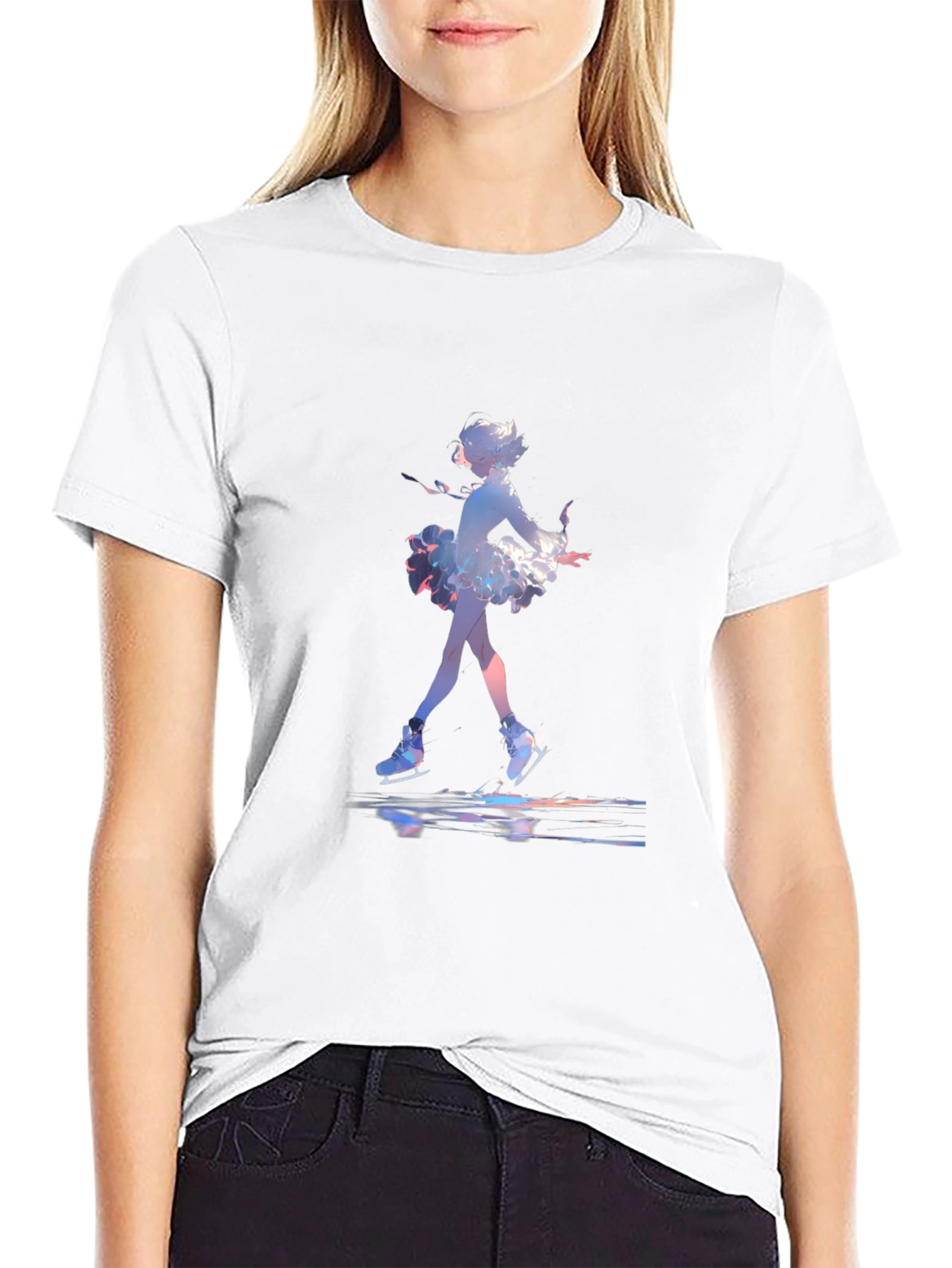Skating Anime Graphic Tee - Black