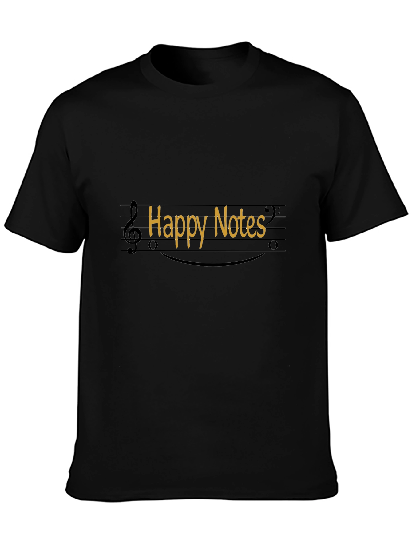Happy Notes Black T-Shirt Music Lover Tee