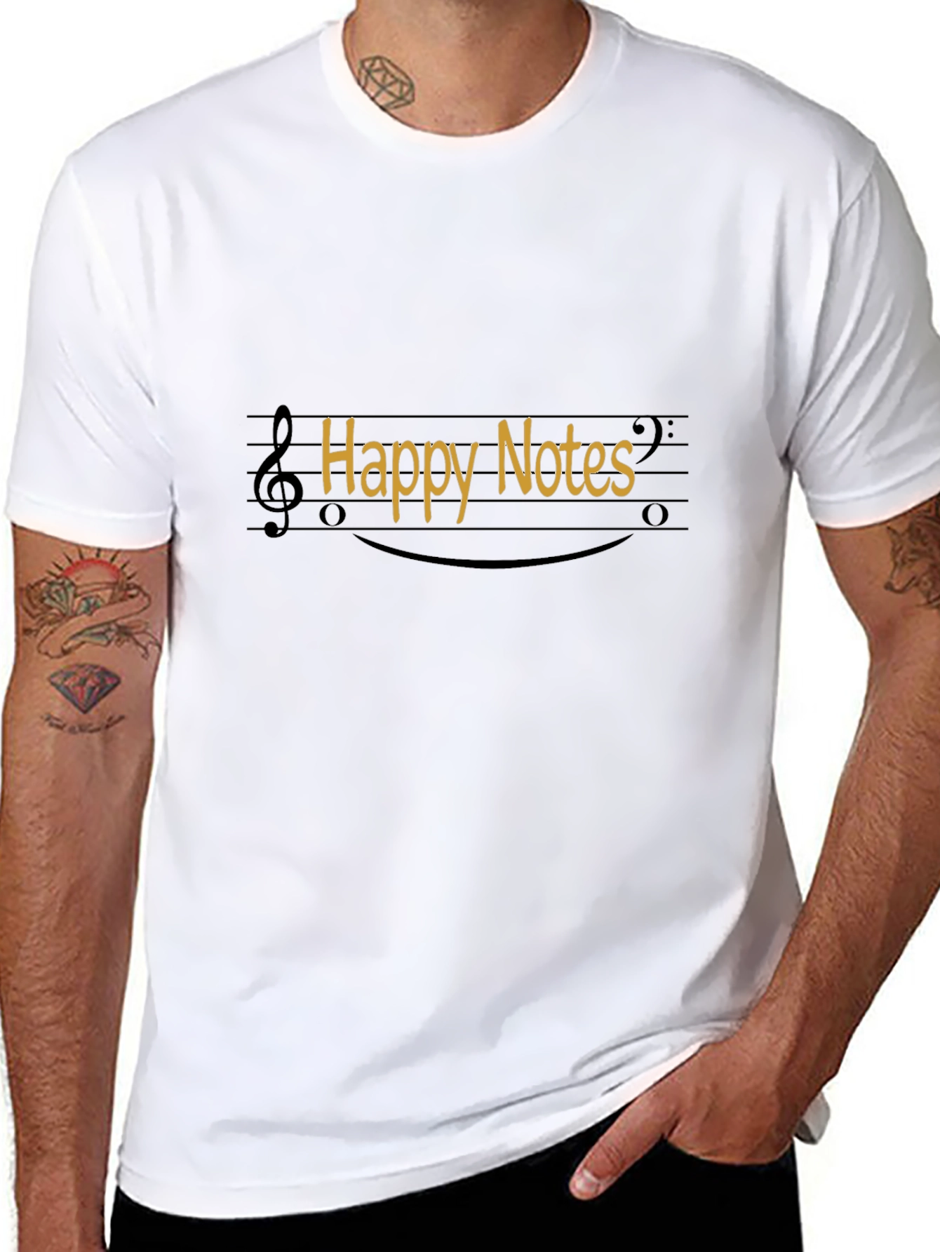 Happy Notes Black T-Shirt Music Lover Tee