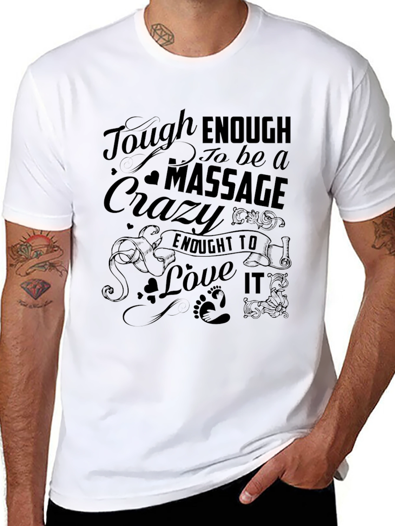 Tough Enough Massage Crazy Love It Black Graphic T-Shirt