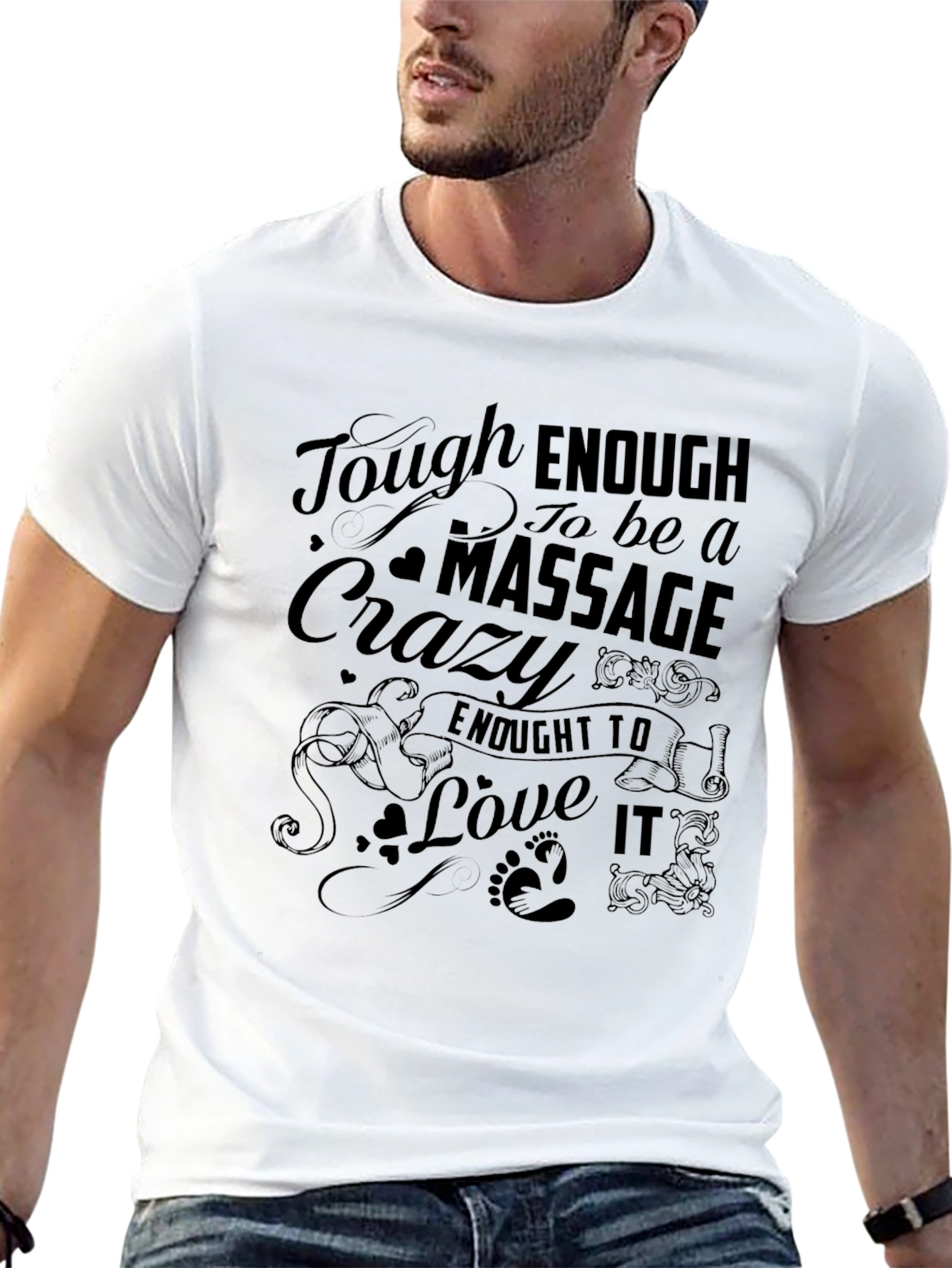 Tough Enough Massage Crazy Love It Black Graphic T-Shirt