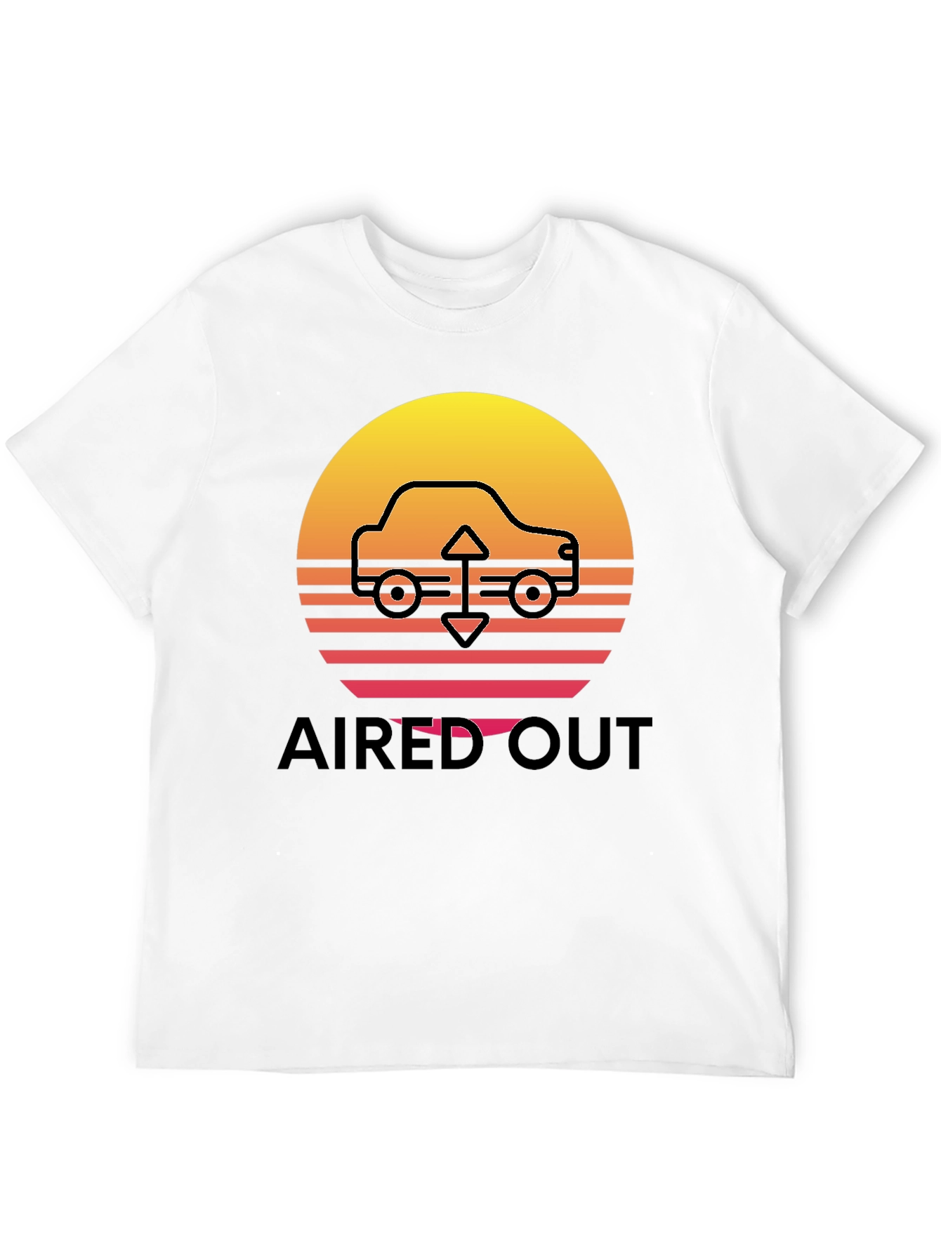 Aired Out Car Graphic Tee - Retro Sunset Design