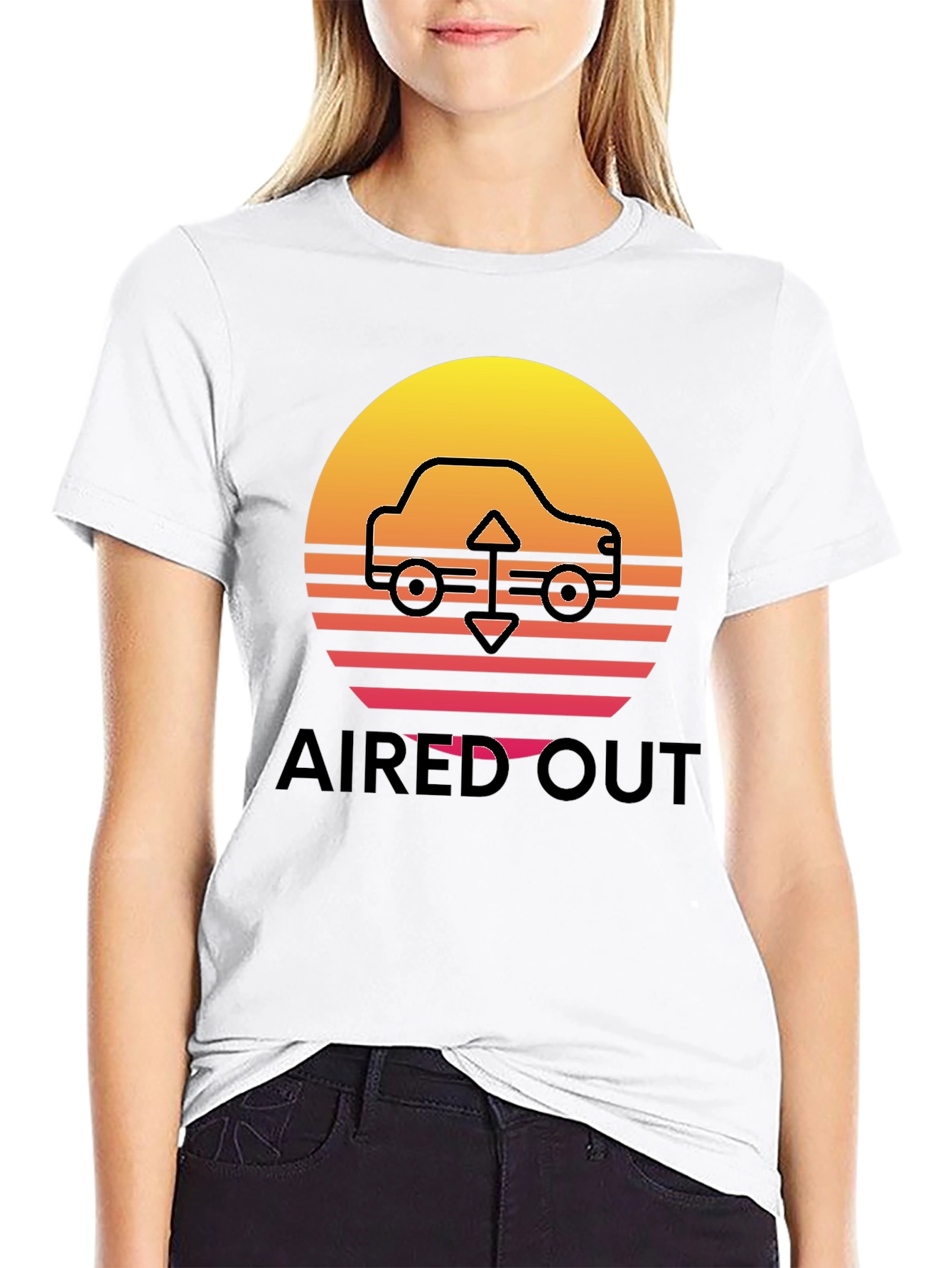Aired Out Car Graphic Tee - Retro Sunset Design