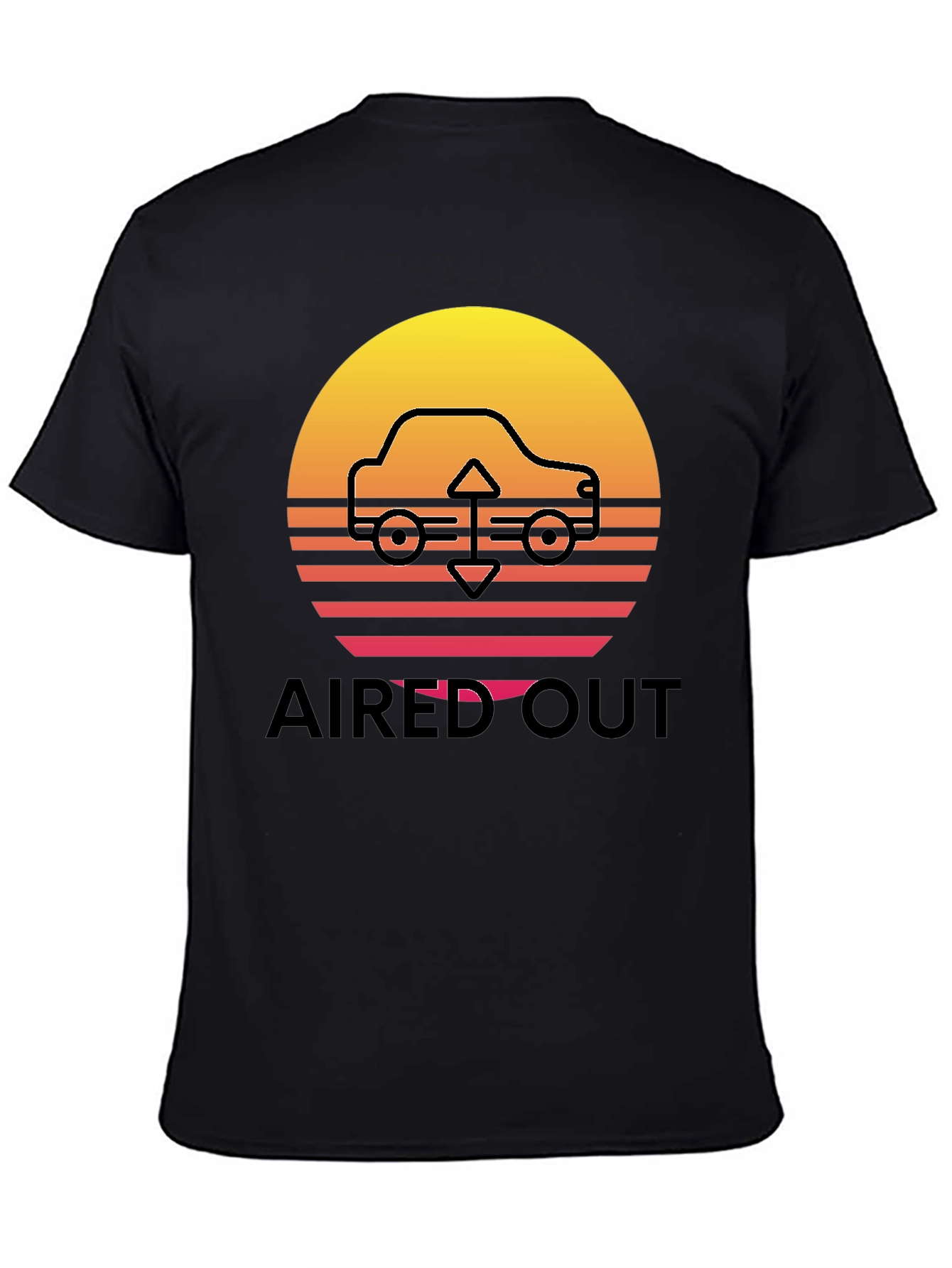 Aired Out Car Graphic Tee - Retro Sunset Design