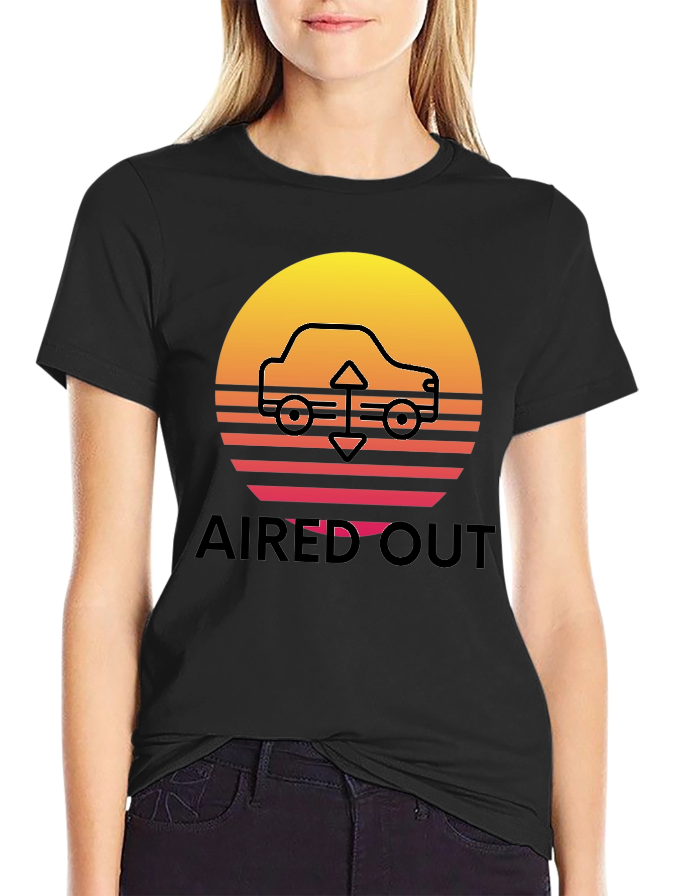 Aired Out Car Graphic Tee - Retro Sunset Design