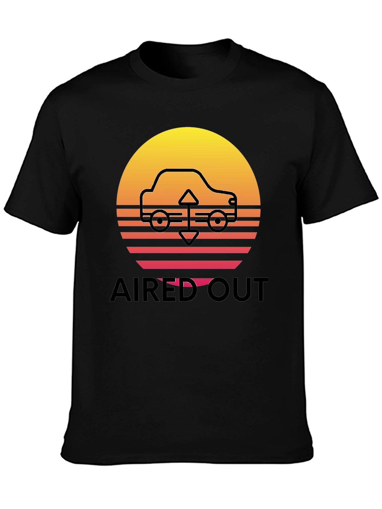 Aired Out Car Graphic Tee - Retro Sunset Design