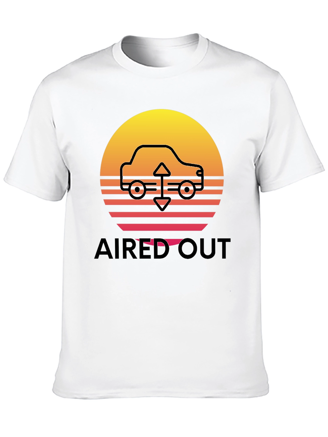 Aired Out Car Graphic Tee - Retro Sunset Design