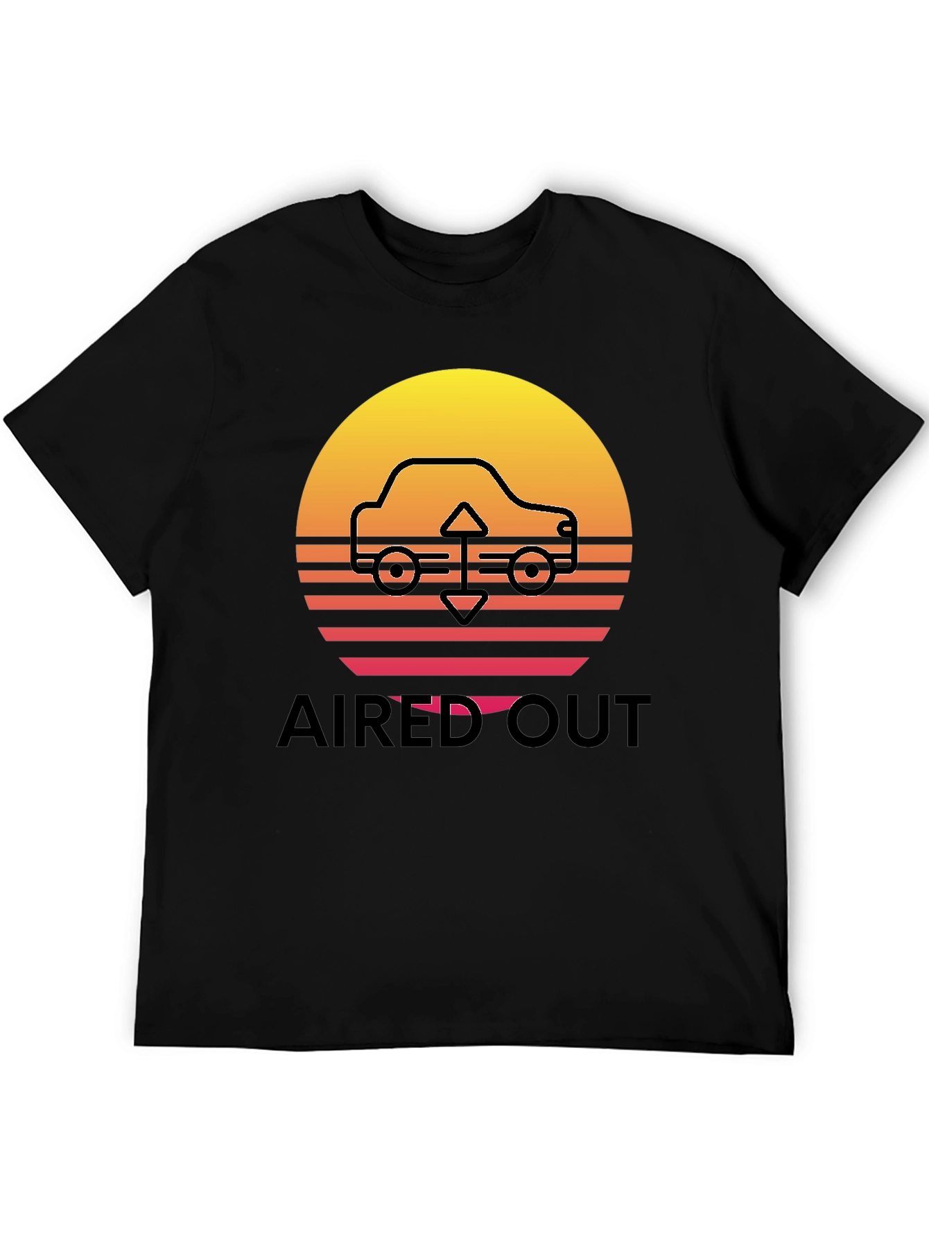 Aired Out Car Graphic Tee - Retro Sunset Design