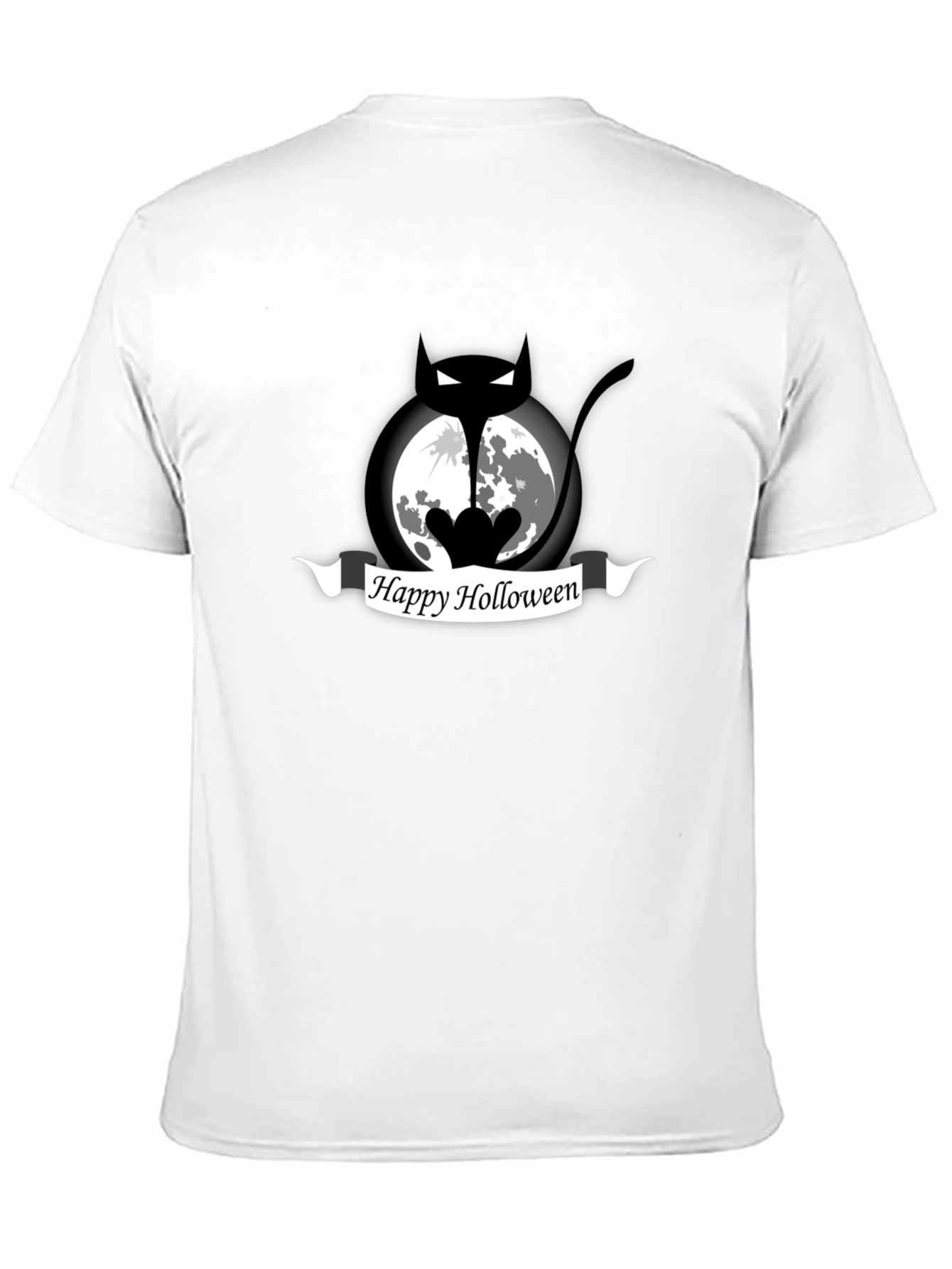 Happy Holloween Cat Moon Black T-Shirt