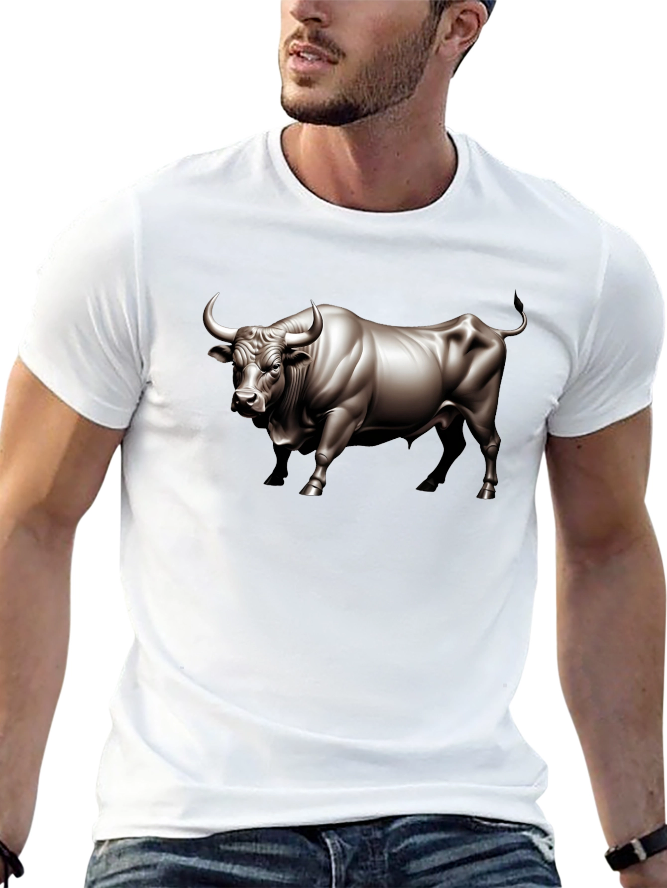 Bull Graphic Tee - Black Cotton T-Shirt