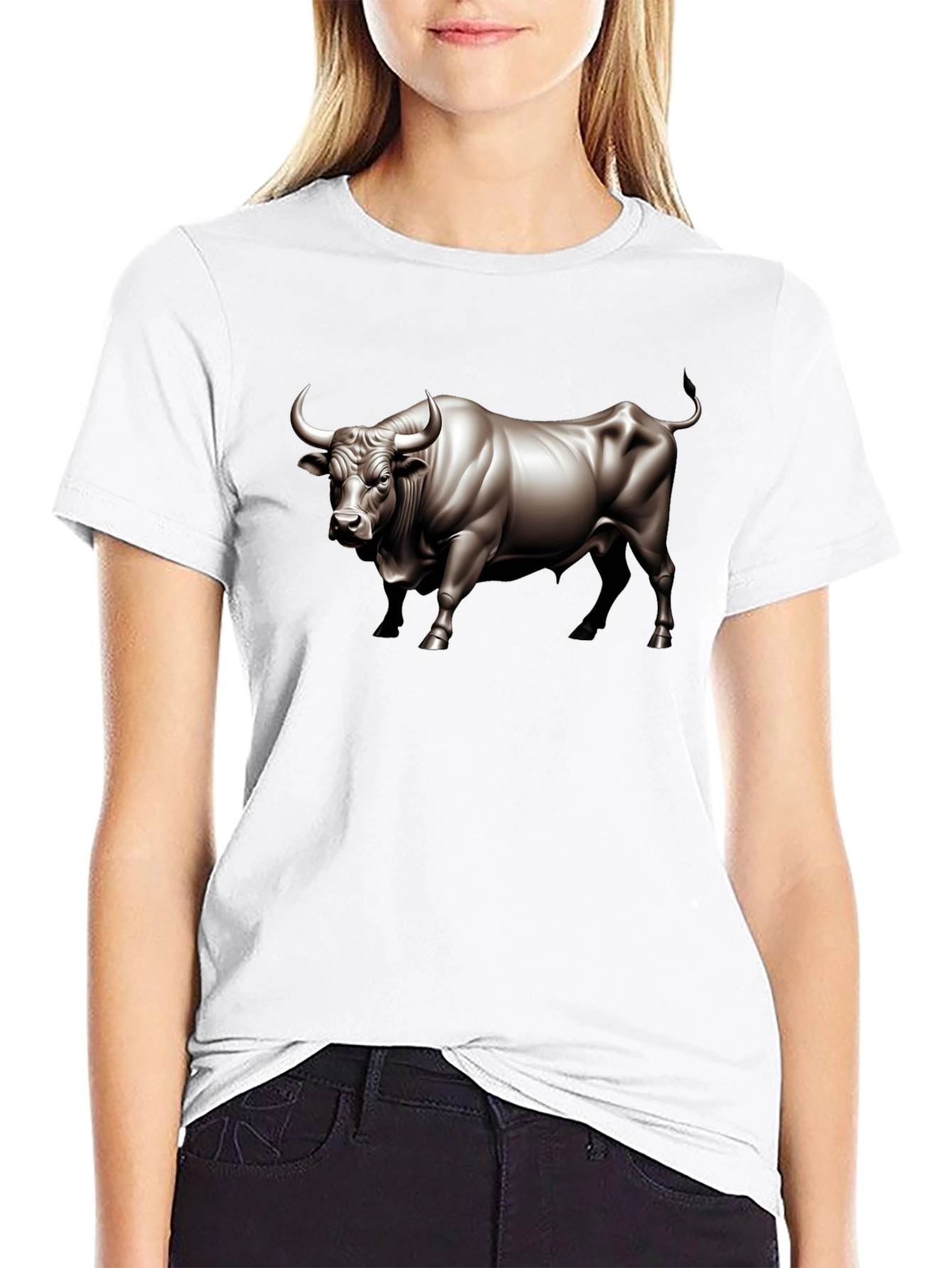 Bull Graphic Tee - Black Cotton T-Shirt