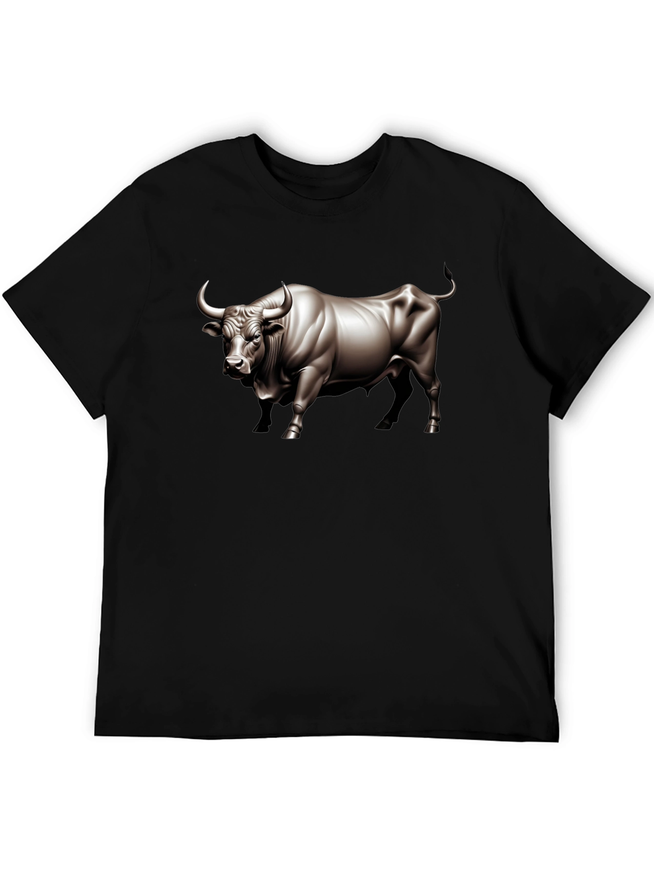 Bull Graphic Tee - Black Cotton T-Shirt