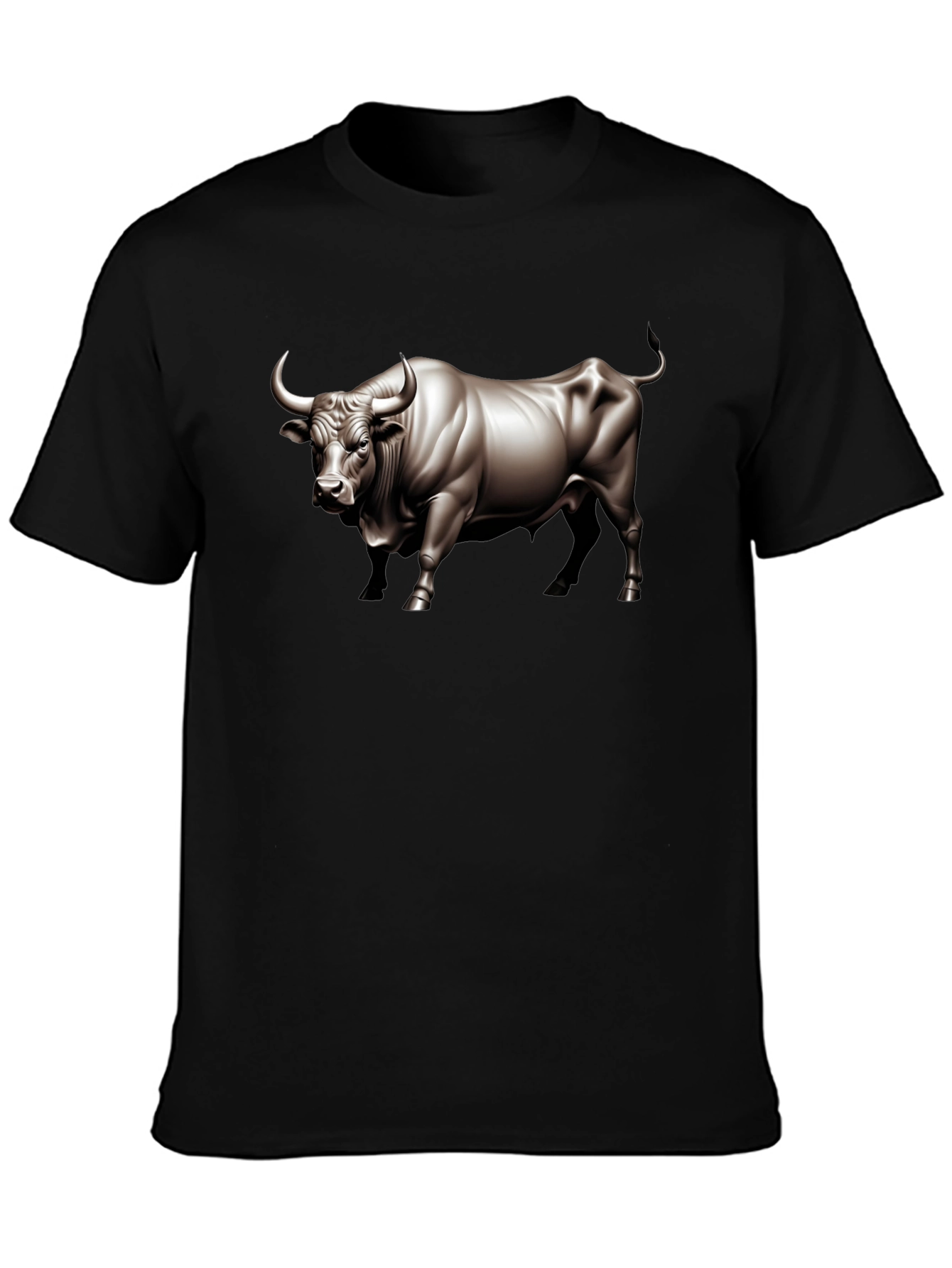 Bull Graphic Tee - Black Cotton T-Shirt
