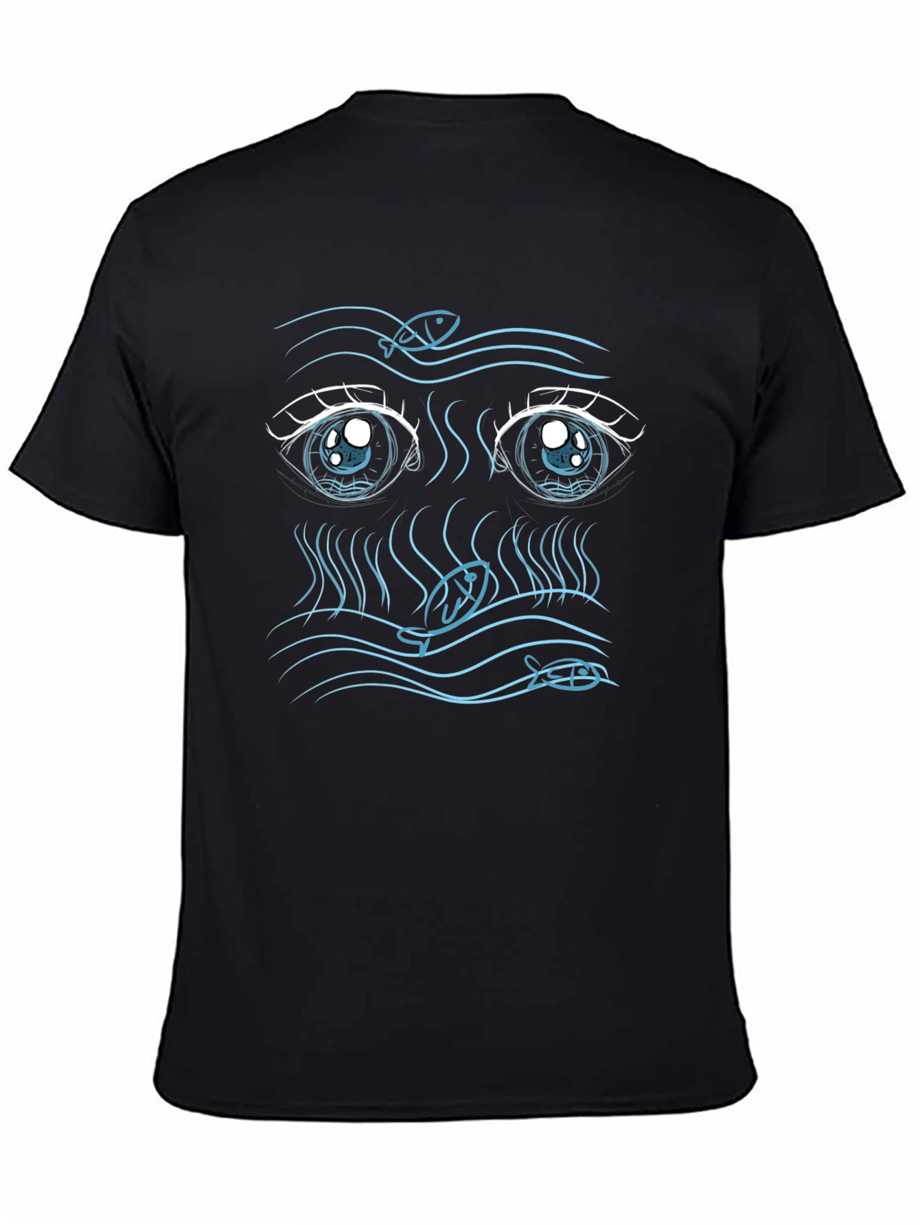 Anime Eyes Fish Graphic Tee - Unique Design