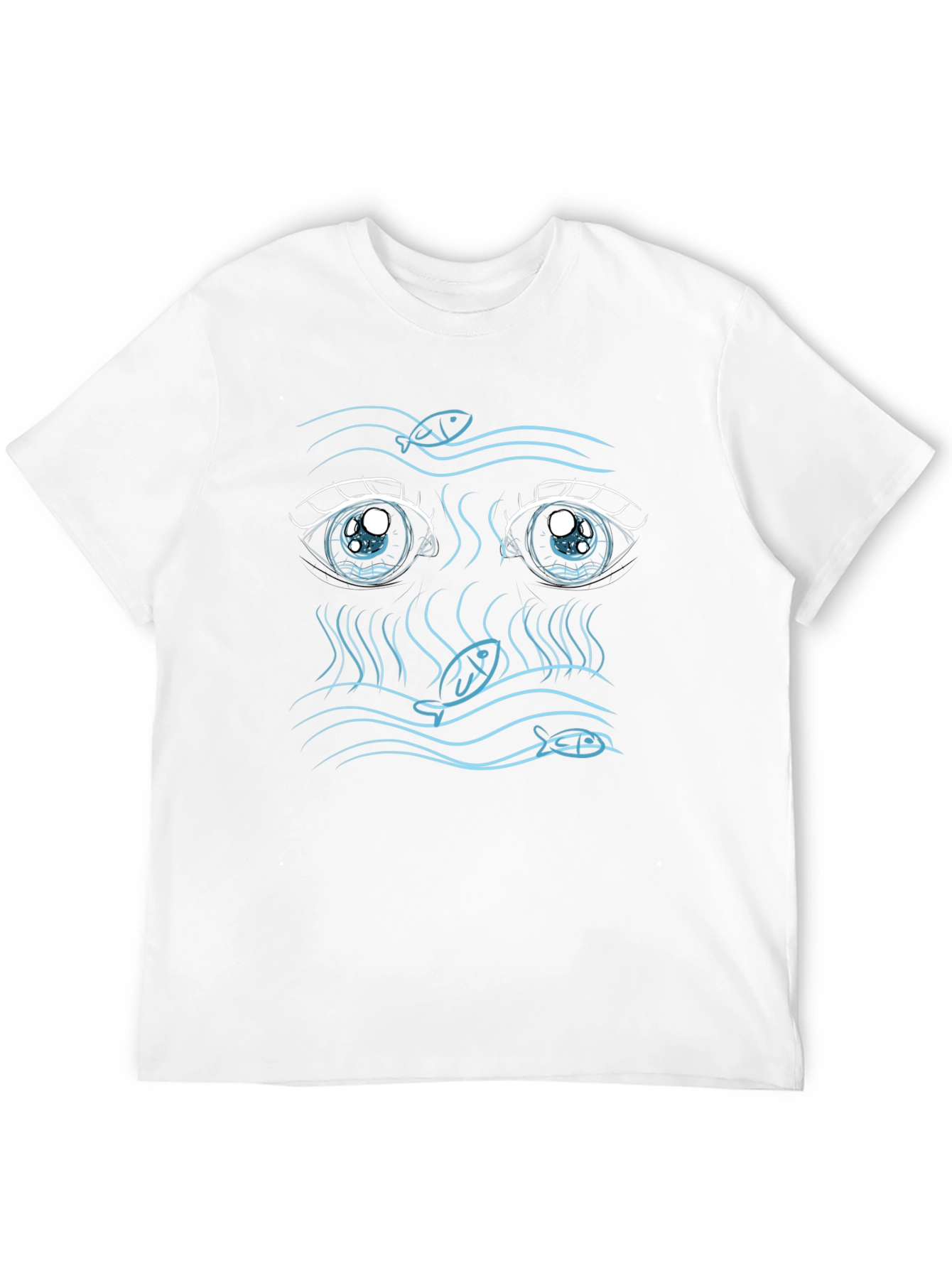 Anime Eyes Fish Graphic Tee - Unique Design