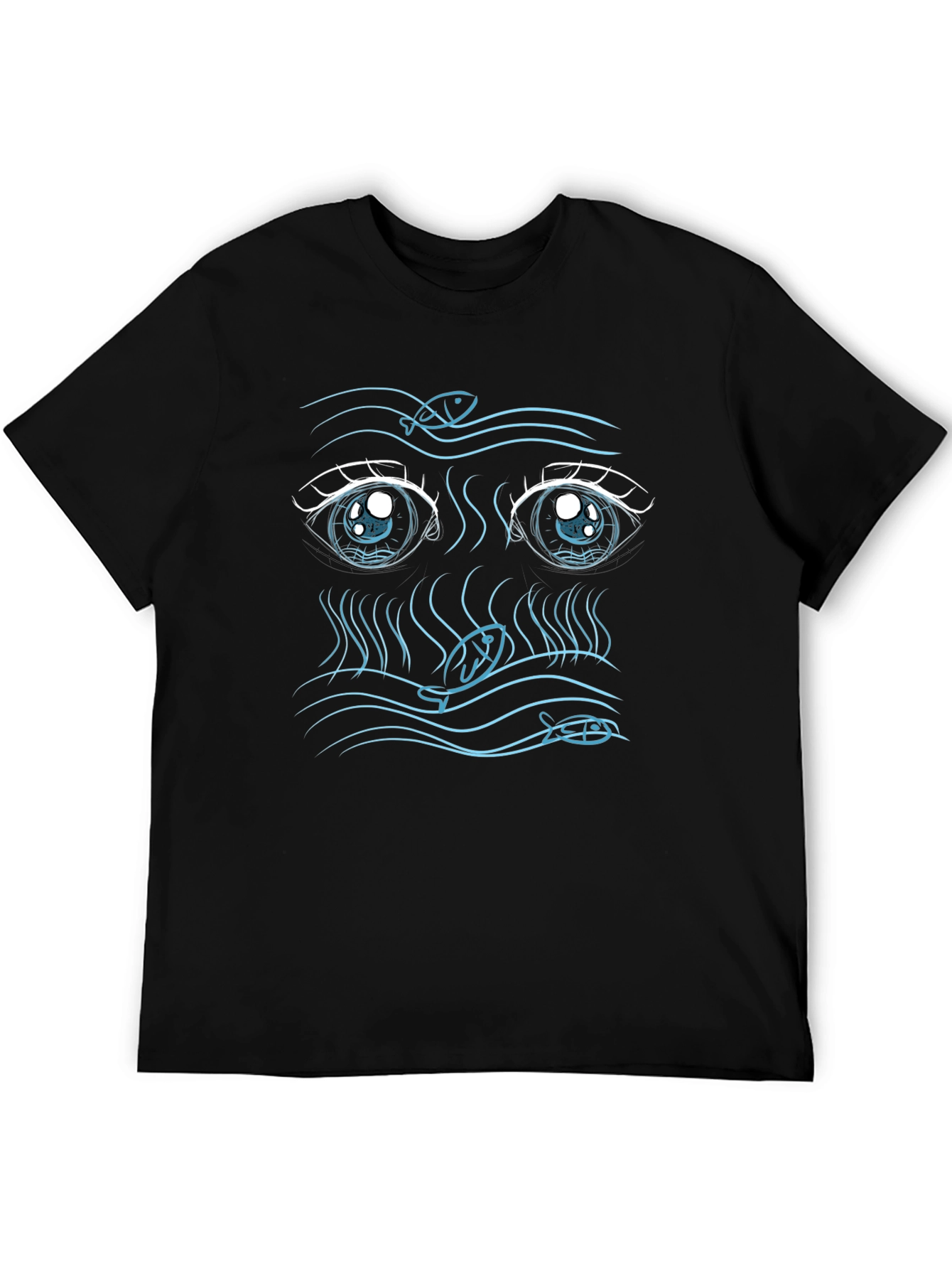 Anime Eyes Fish Graphic Tee - Unique Design
