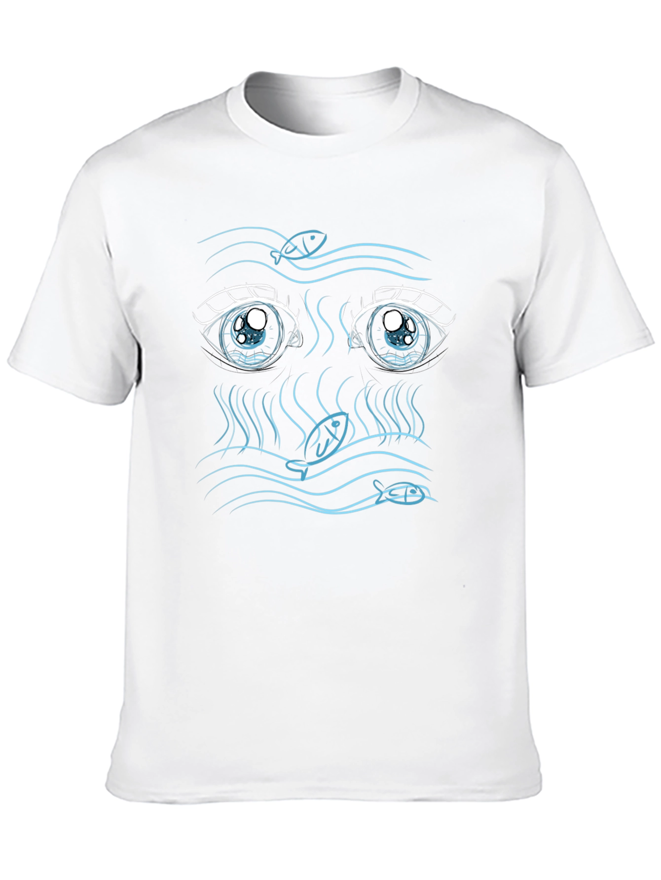 Anime Eyes Fish Graphic Tee - Unique Design